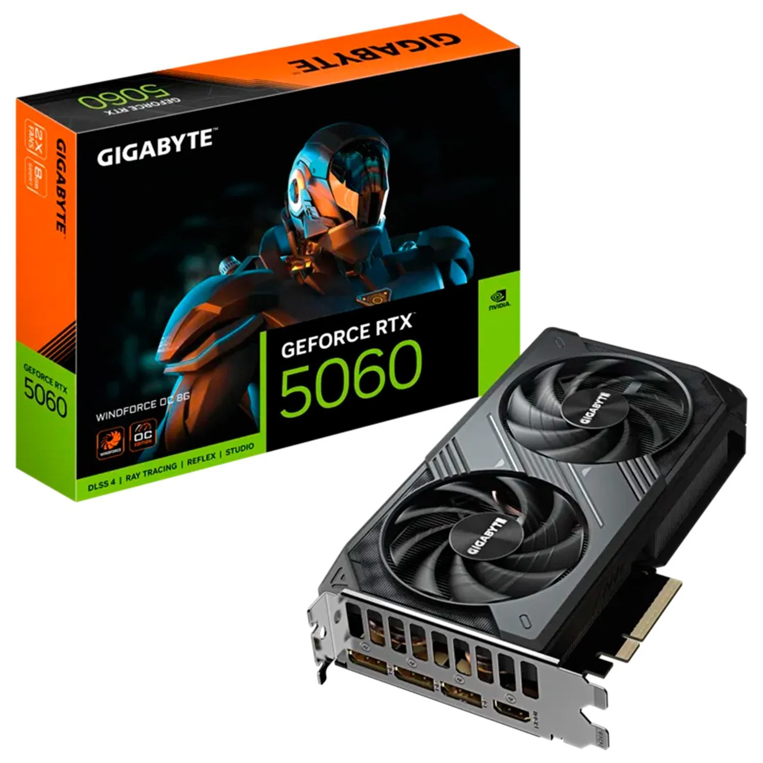 Tarjeta de Video GIGABYTE GeForce RTX 5060 WINDFORCE OC 8G GDDR7 GV-N5060WF2OC-8GD