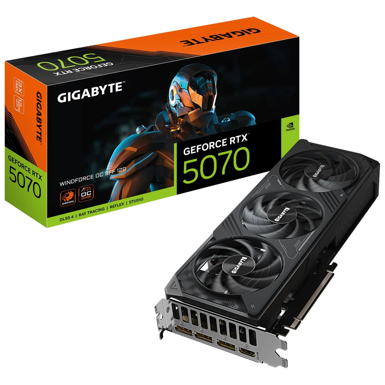 Tarjeta de Video GIGABYTE GeForce RTX 5070 WINDFORCE OC SFF 12GB GDDR7