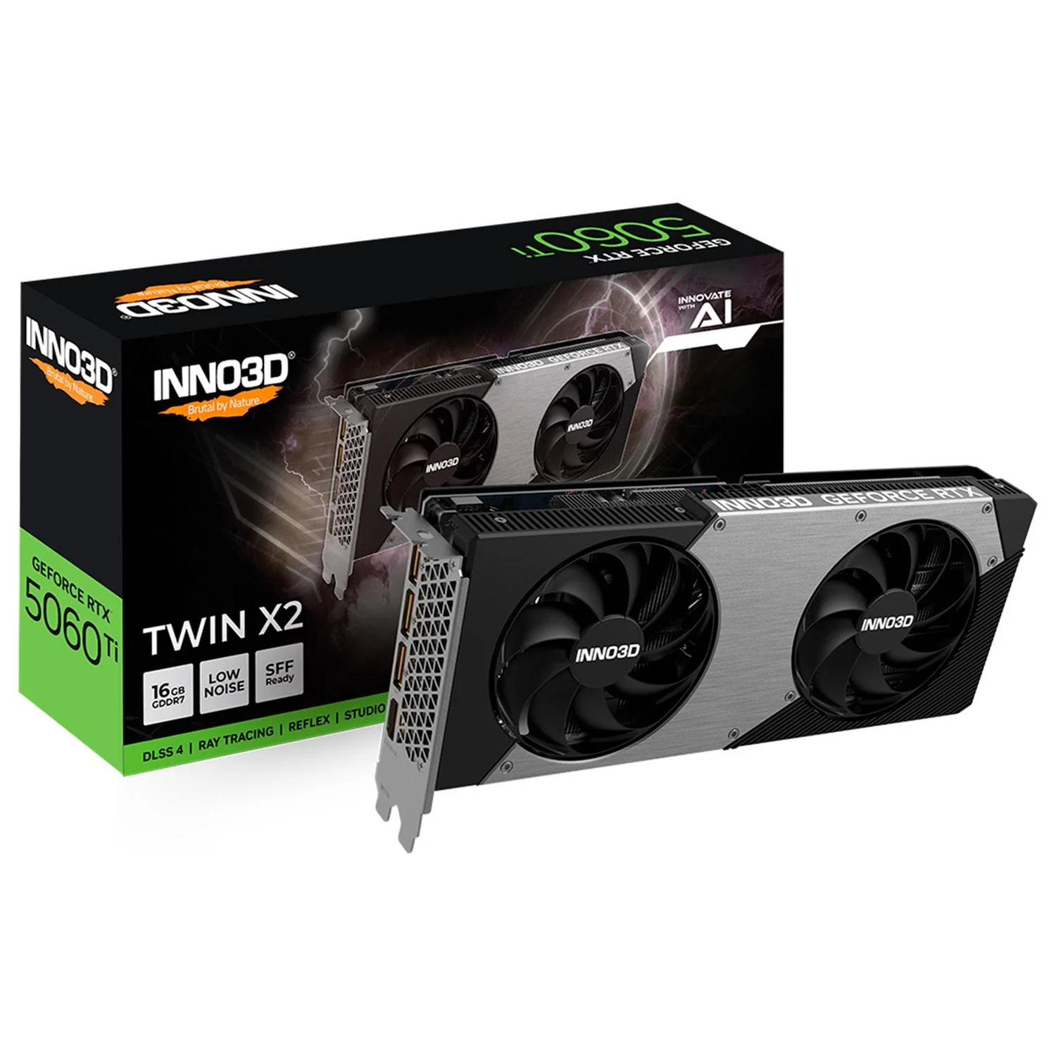 Tarjeta de Video INNO3D NVIDIA GeForce RTX 5060 Ti TWIN X2 OC WHITE 16GB GDDR7 N506T2-16D7-191073N 2 Fan DLSS 4 PCI Express 5.0 IA