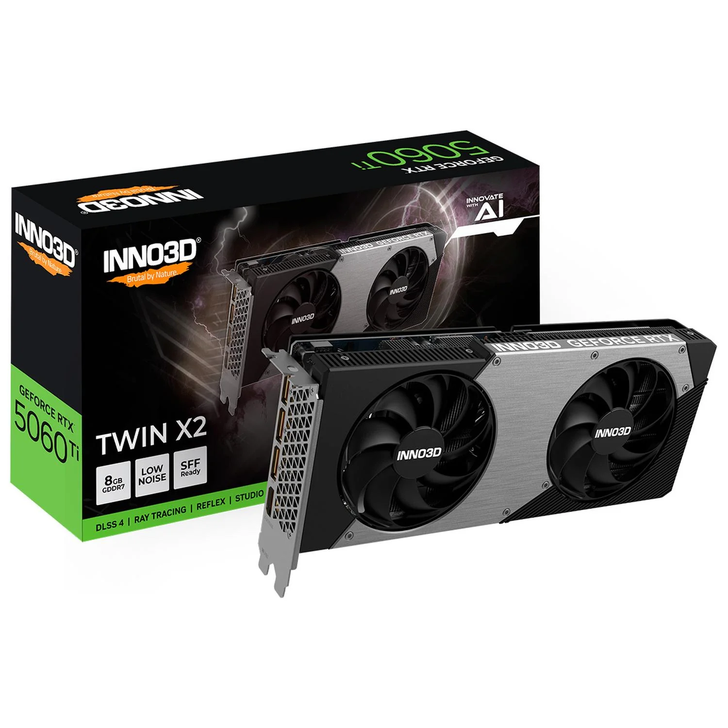 Tarjeta de Video INNO3D GeForce RTX 5060 Ti TWIN X2 8GB GDDR7 N506T2-08D7-193075N