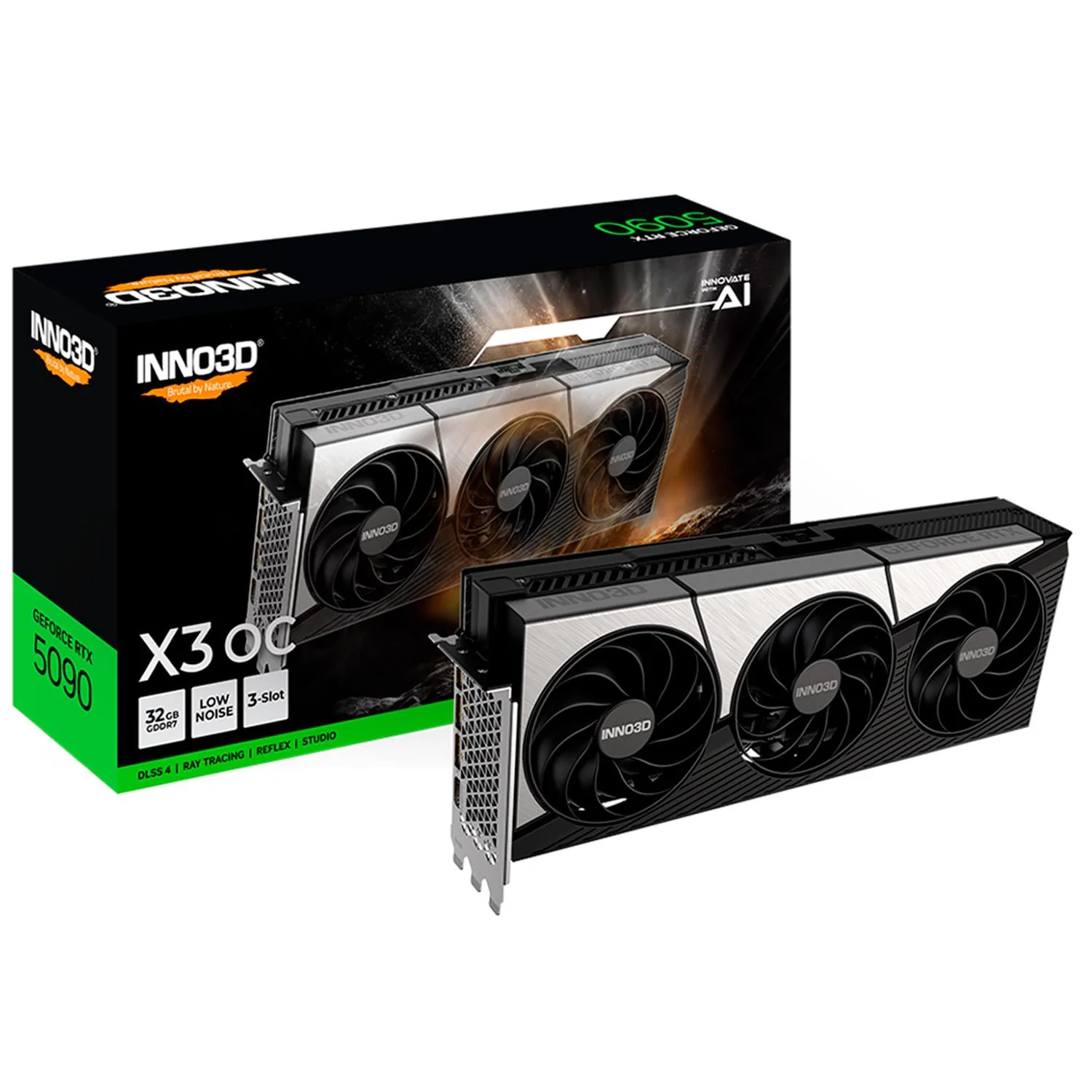 Tarjeta de Video INNO3D GeForce RTX 5090 X3 OC 32GB GDDR7 3 Fan DLSS 4 PCI Express 5.0 IA N50903-32D7X-17593928