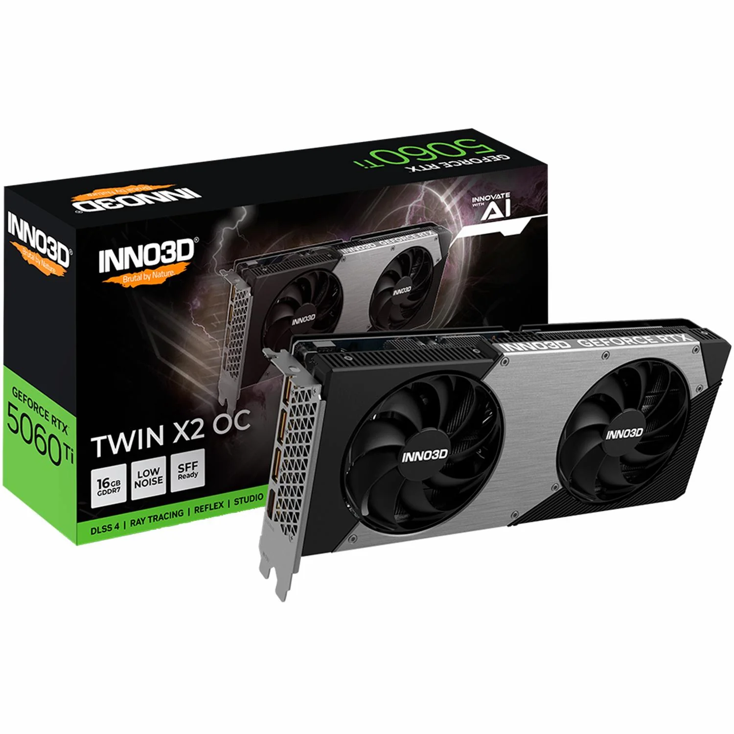 Tarjeta de Video INNO3D NVIDIA GeForce RTX 5060 Ti TWIN X2 OC 16GB GDDR7 N506T2-16D7X-191073N 2 Fan DLSS 4 PCI Express 5.0 IA