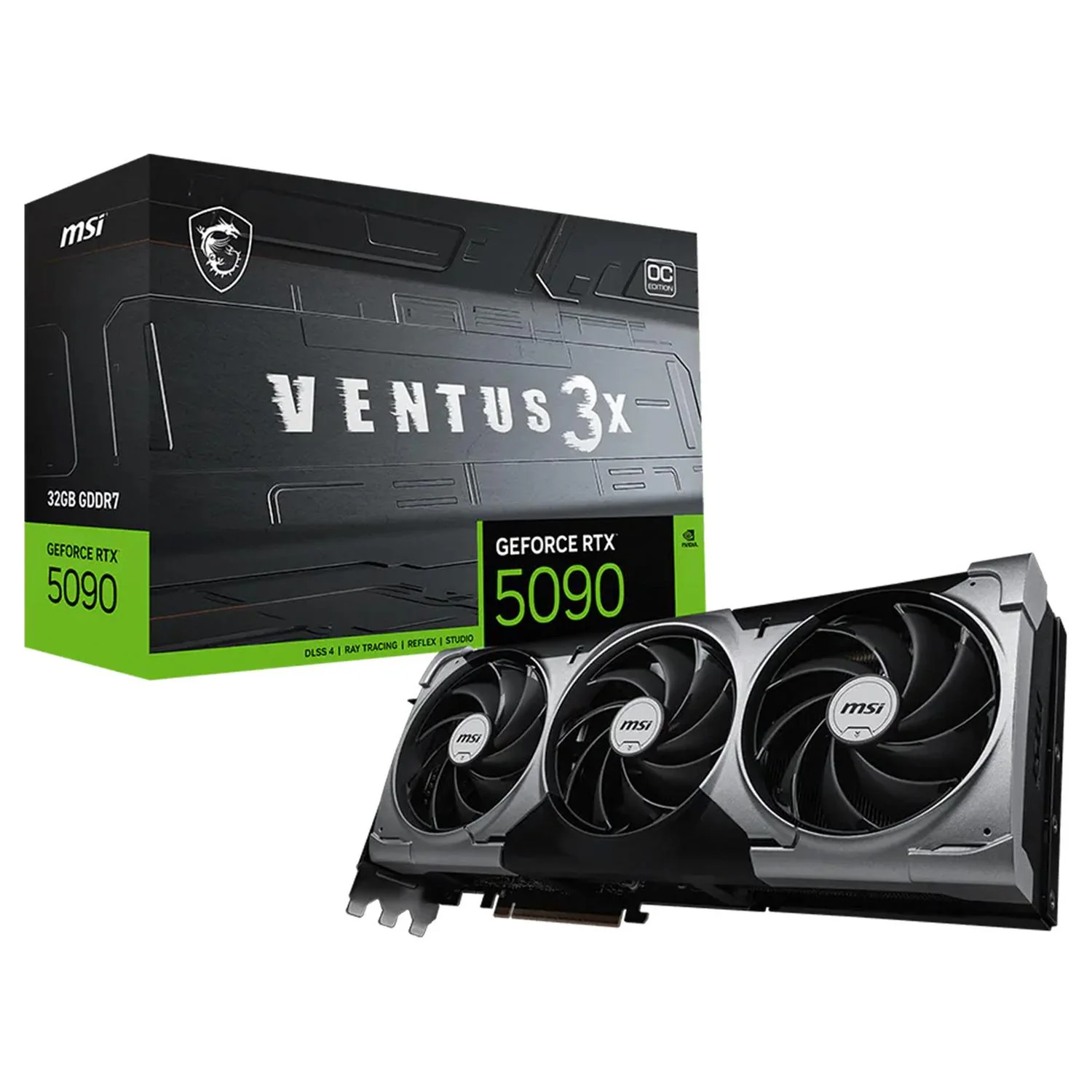 Tarjeta de Video MSI GeForce RTX 5090 32G VENTUS 3X OC 32GB GDDR7 3 Fan DLSS 4 PCI Express 5.0 IA G5090-32V3C