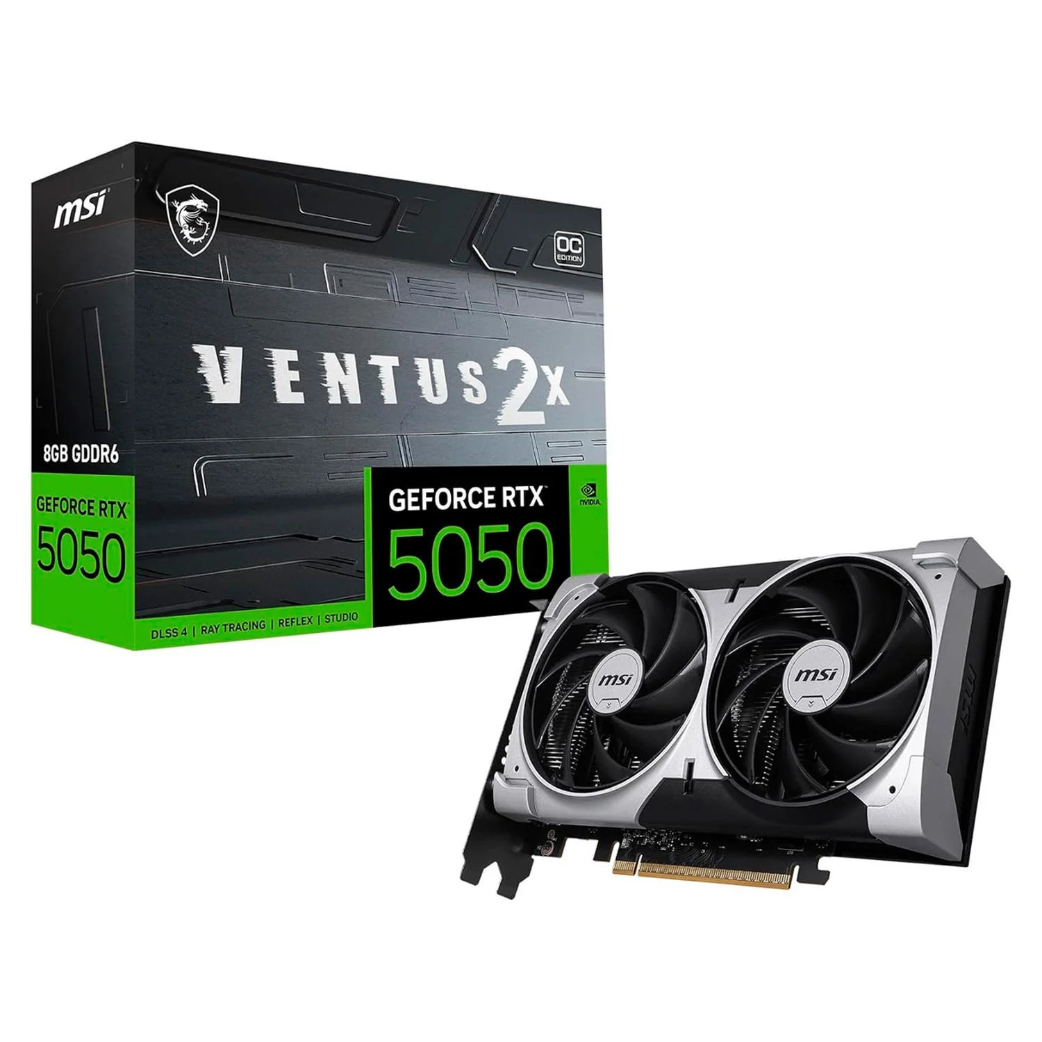 Tarjeta de Video MSI Nvidia GeForce RTX 5050 8G VENTUS 2X OC 8GB GDDR6 2 Fan DLSS 4 PCI Express 5.0 IA