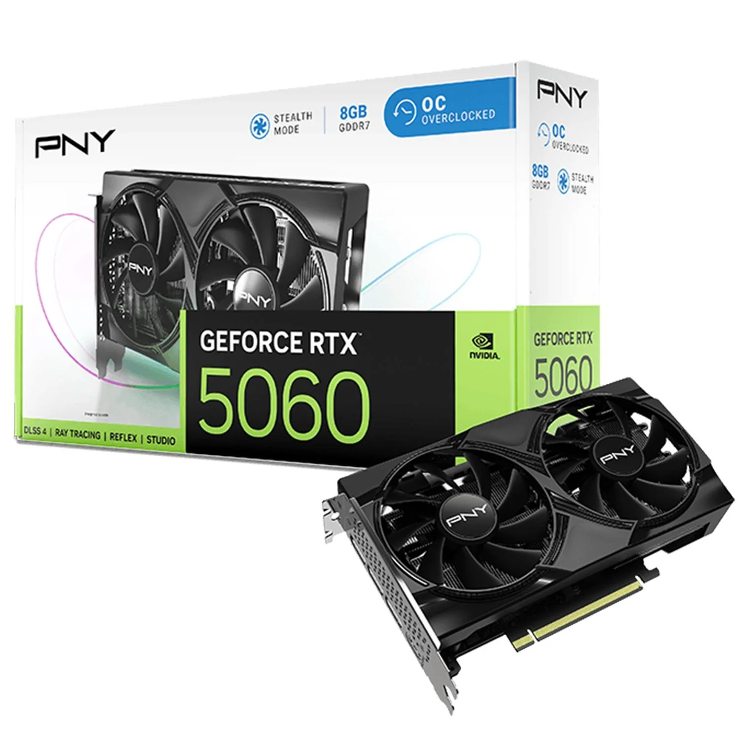 Tarjeta De Video PNY Nvidia Geforce Rtx 5060 Oc Edition 8gb Gddr7 VCG50608DFXPB1-O 2 Fan Pci Express 5.0 600 AI TOPS