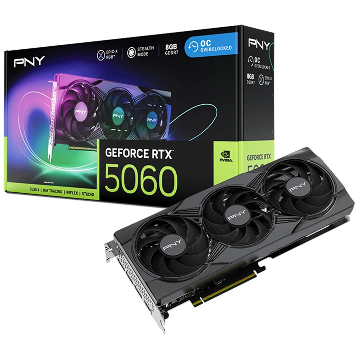 Tarjeta de Video PNY GeForce RTX 5060 OC Edition 8GB Models ARGB GDDR7 VCG50608TFXXPB1-O
