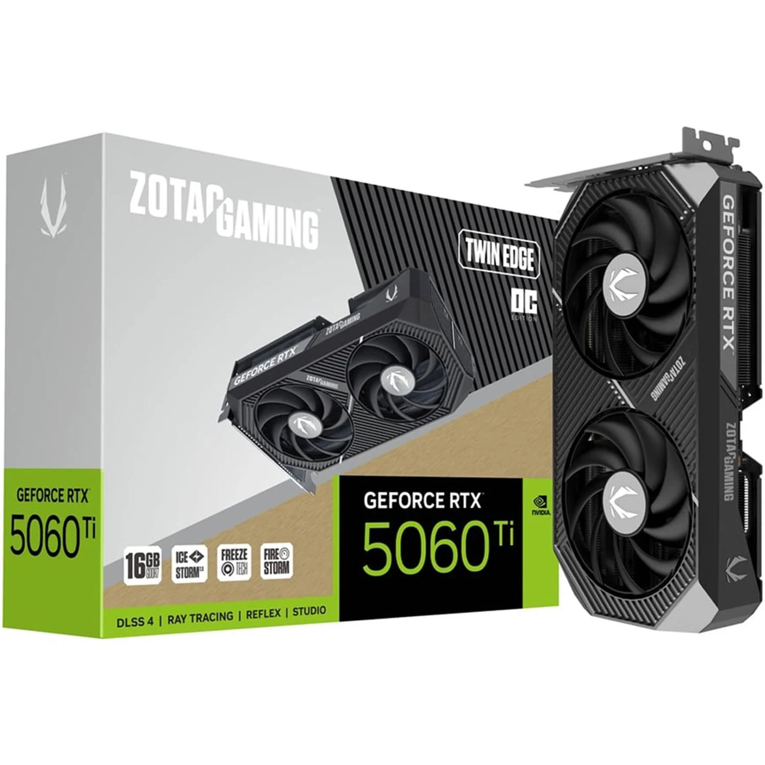Tarjeta de Video ZOTAC GAMING GeForce RTX 5060 Ti Twin Edge OC 16GB GDDR7 ZT-B50620H-10M 2 Fan DLSS 4 PCI Express 5.0 IA
