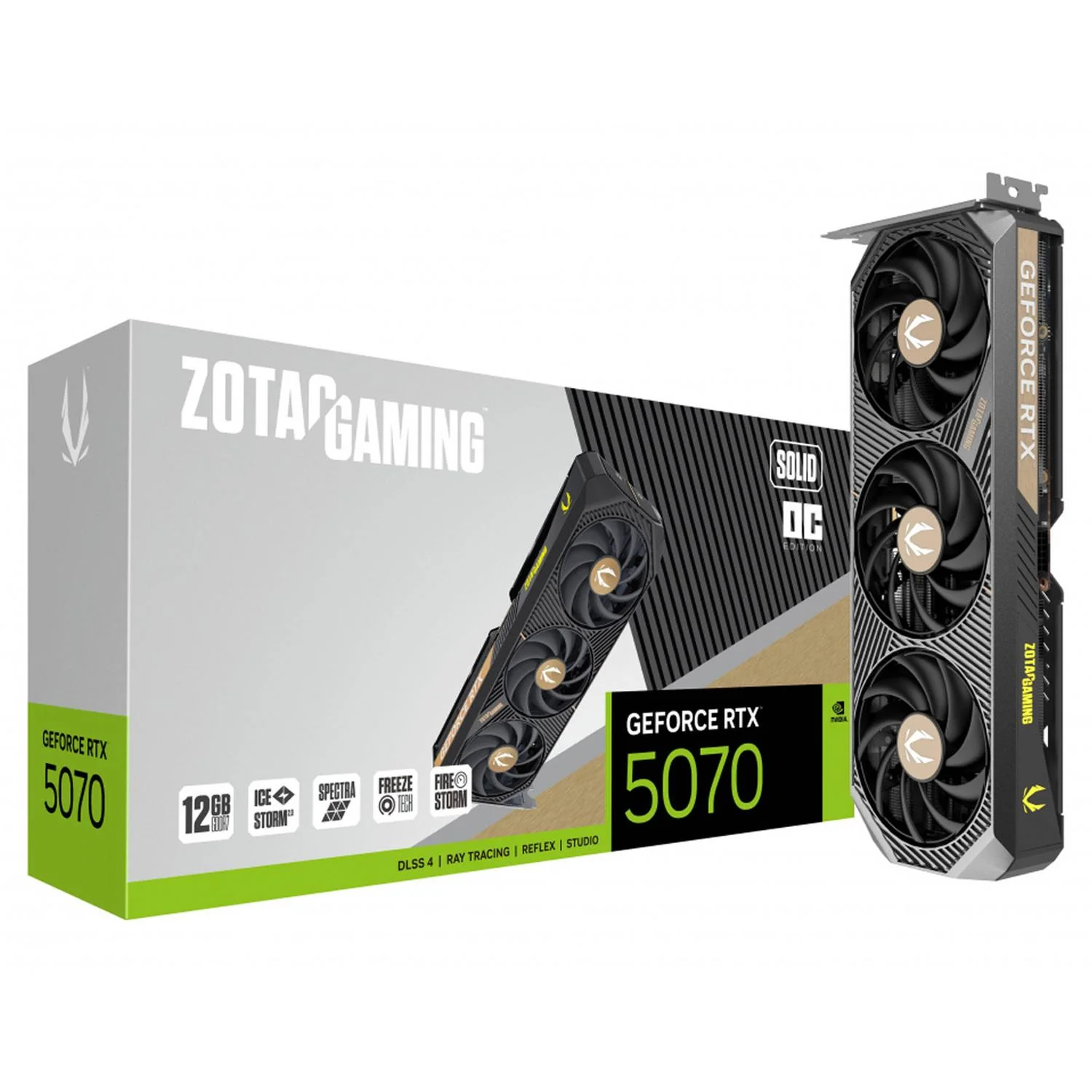 Tarjeta de Video ZOTAC GAMING GeForce RTX 5070 SOLID OC 12GB GDDR7 ZT-B50700J-10P