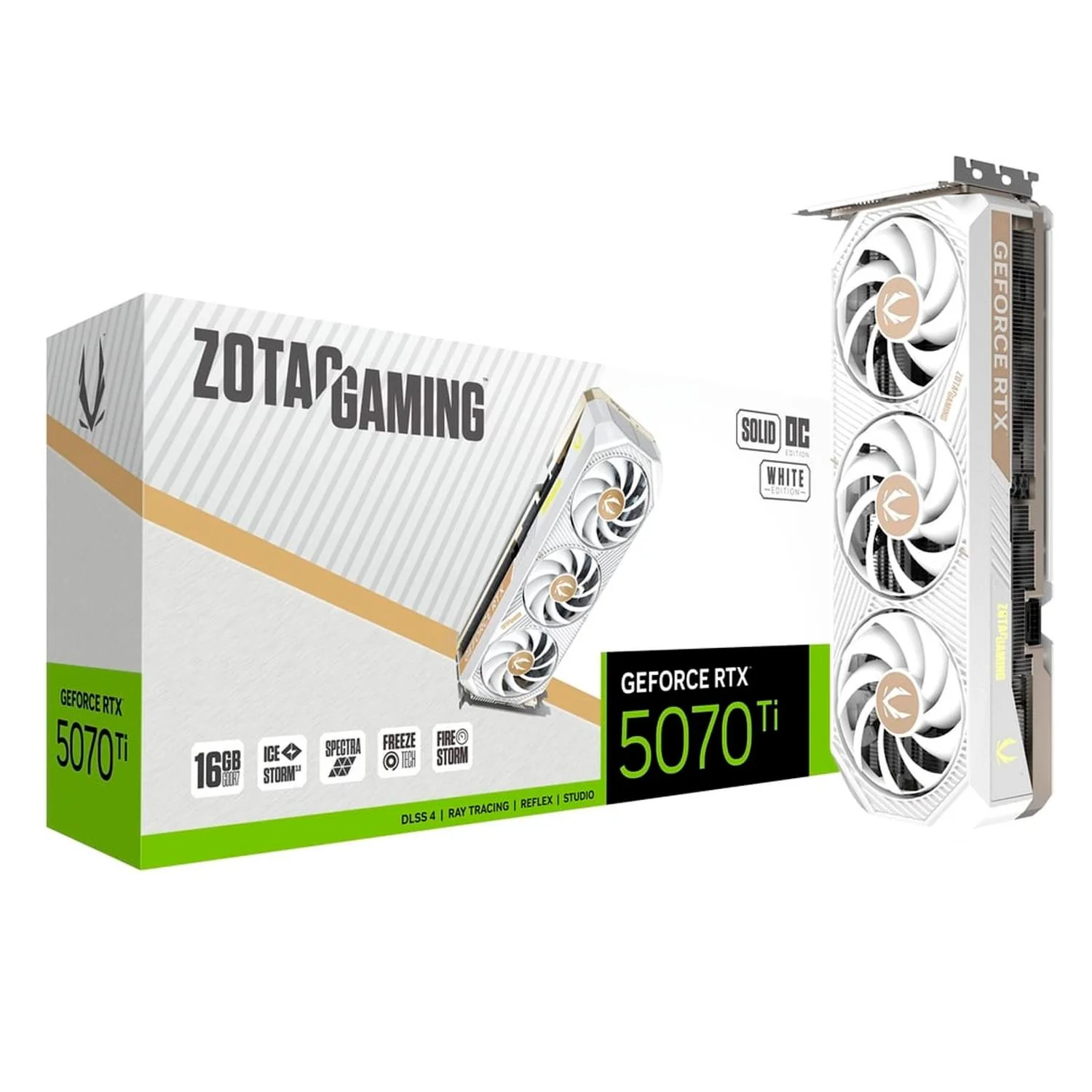 Tarjeta de Video ZOTAC Gaming GeForce RTX 5070 TI Solid Core OC White Edition 16GB ZT-B50710Q2-10P