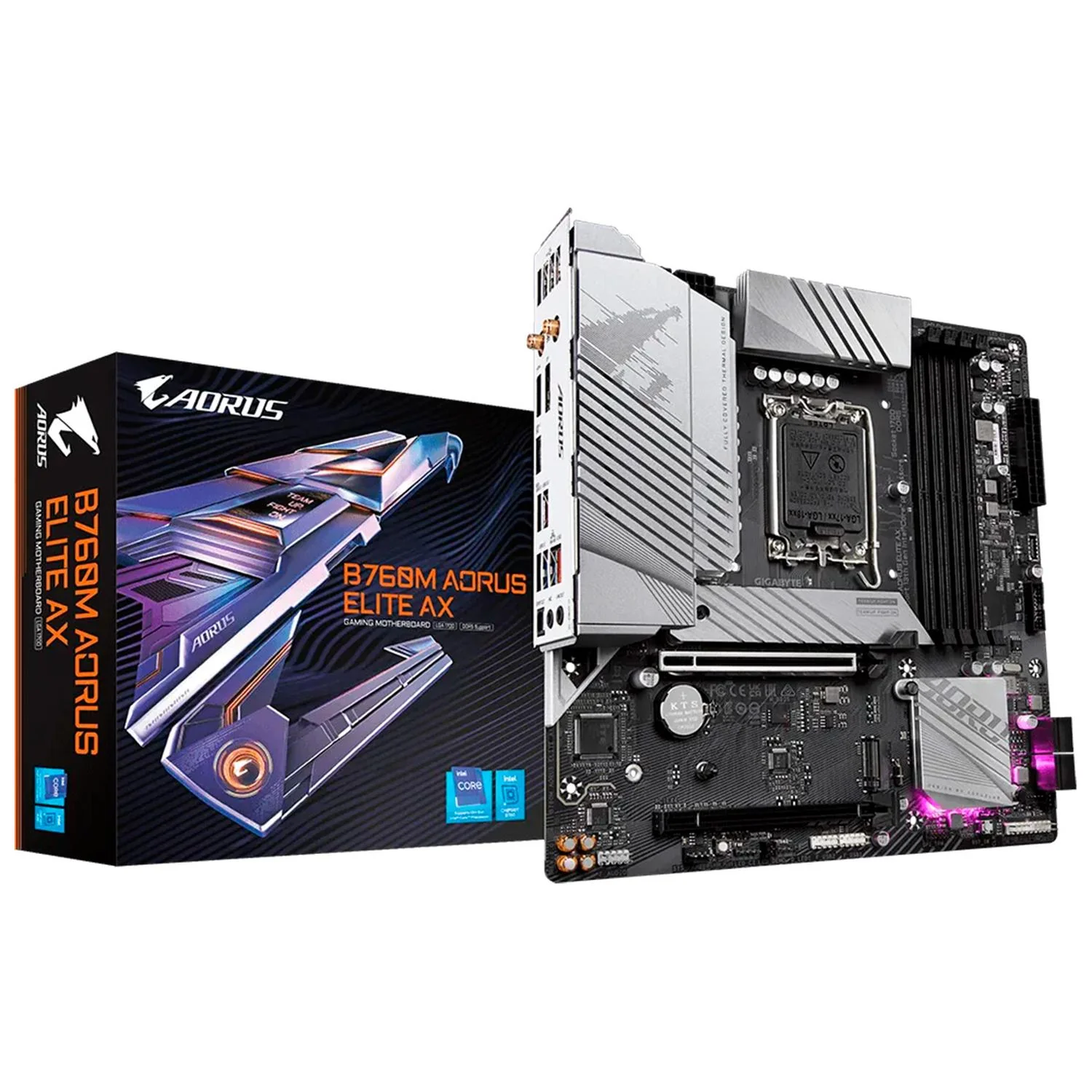 Tarjeta Madre AORUS B760M AORUS ELITE AX LGA 1700 4x DDR5 2x M.2 PCIe 4.0 USB-C WIFI 6 BT 5.3 Micro