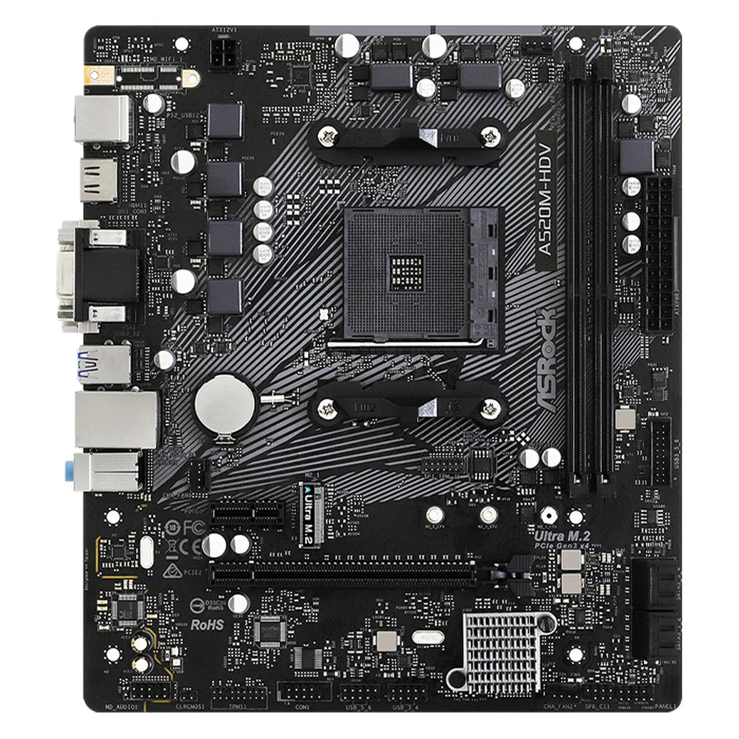 Tarjeta Madre ASROCK A520M-HDV AM4 2x DDR4 1x M.2 PCIe 3.0 Micro ATX - Image 2