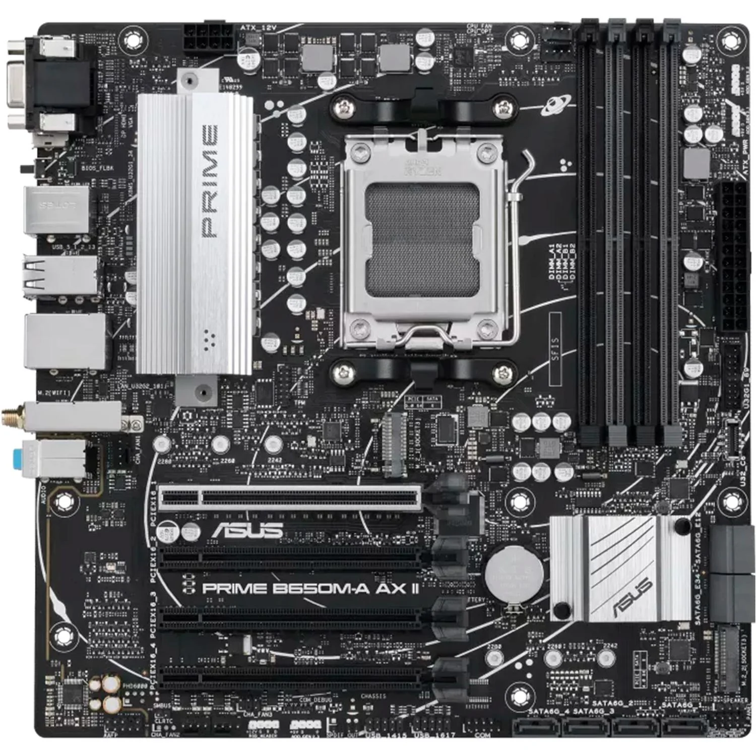 Tarjeta Madre ASUS PRIME B650M-A AX II-CSM AM5 4x DDR5 2x M.2 PCIe 5.0 USB-C WIFI 6 BT 5.2 Micro ATX - Image 2