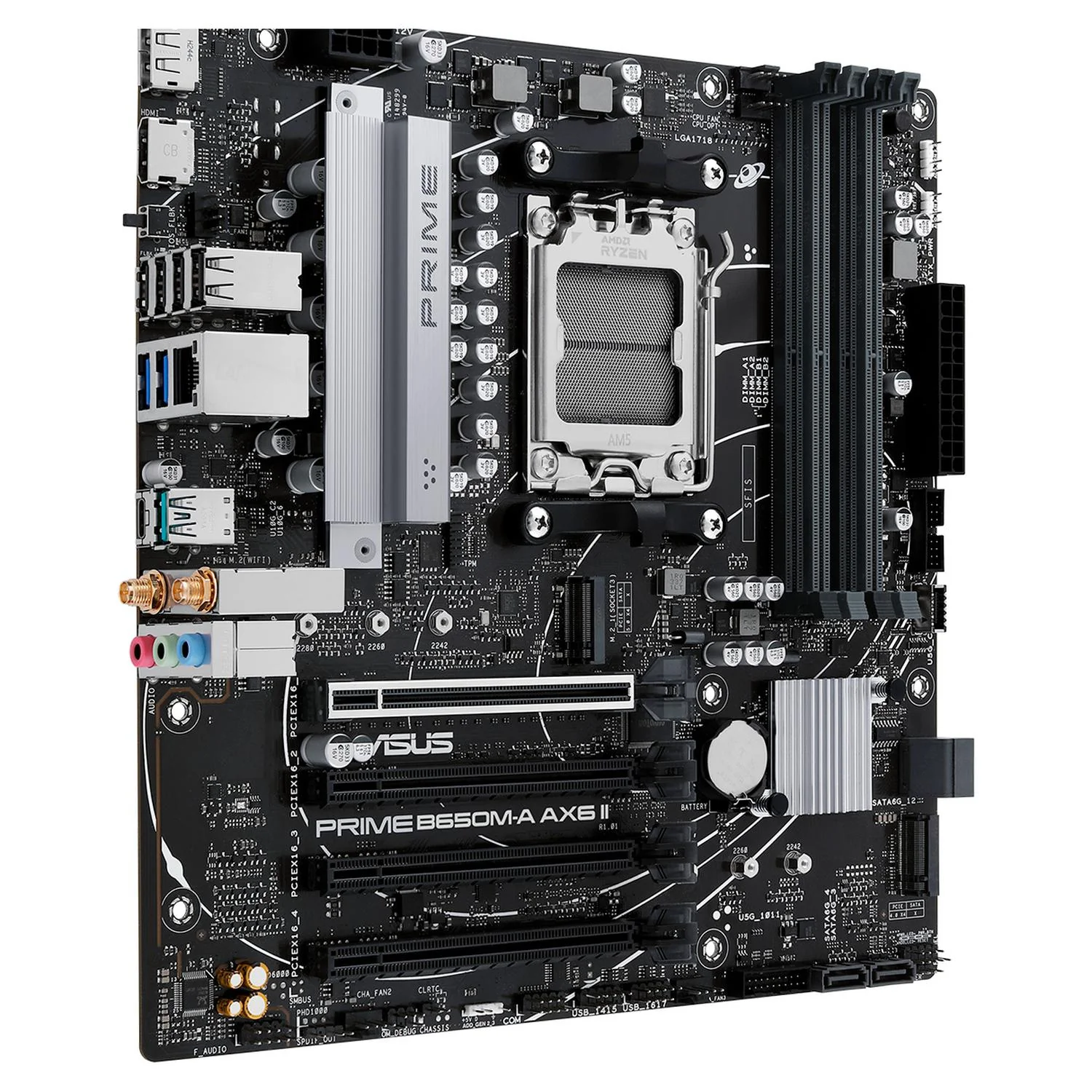 Tarjeta Madre ASUS PRIME B650M-A AX6 II AM5 4x DDR5 2x M.2 PCIe 4.0 USB-C WIFI 6 BT 5.3 Micro ATX - Image 3