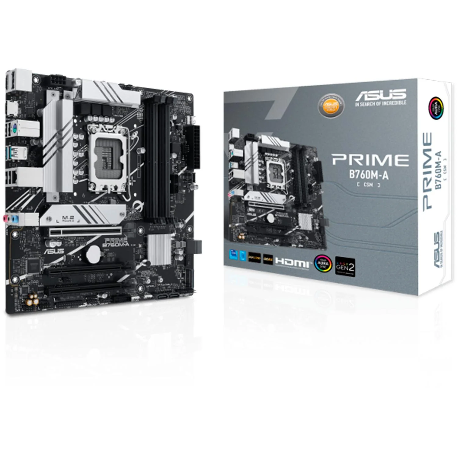 Tarjeta Madre ASUS PRIME B760M-A-CSM LGA 1700 4x DDR5 2x M.2 PCIe 4.0 USB-C Micro ATX