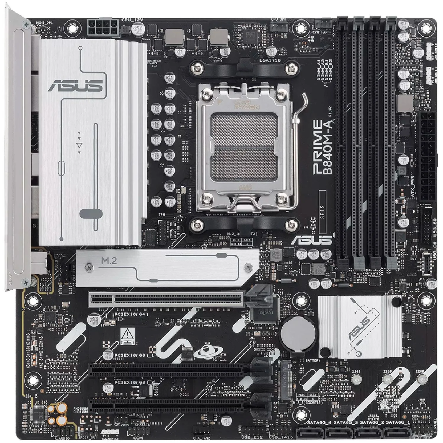 Tarjeta Madre ASUS PRIME B840M-A AM5 4x DDR5 3x M.2 PCIe 4.0 USB-C Micro ATX