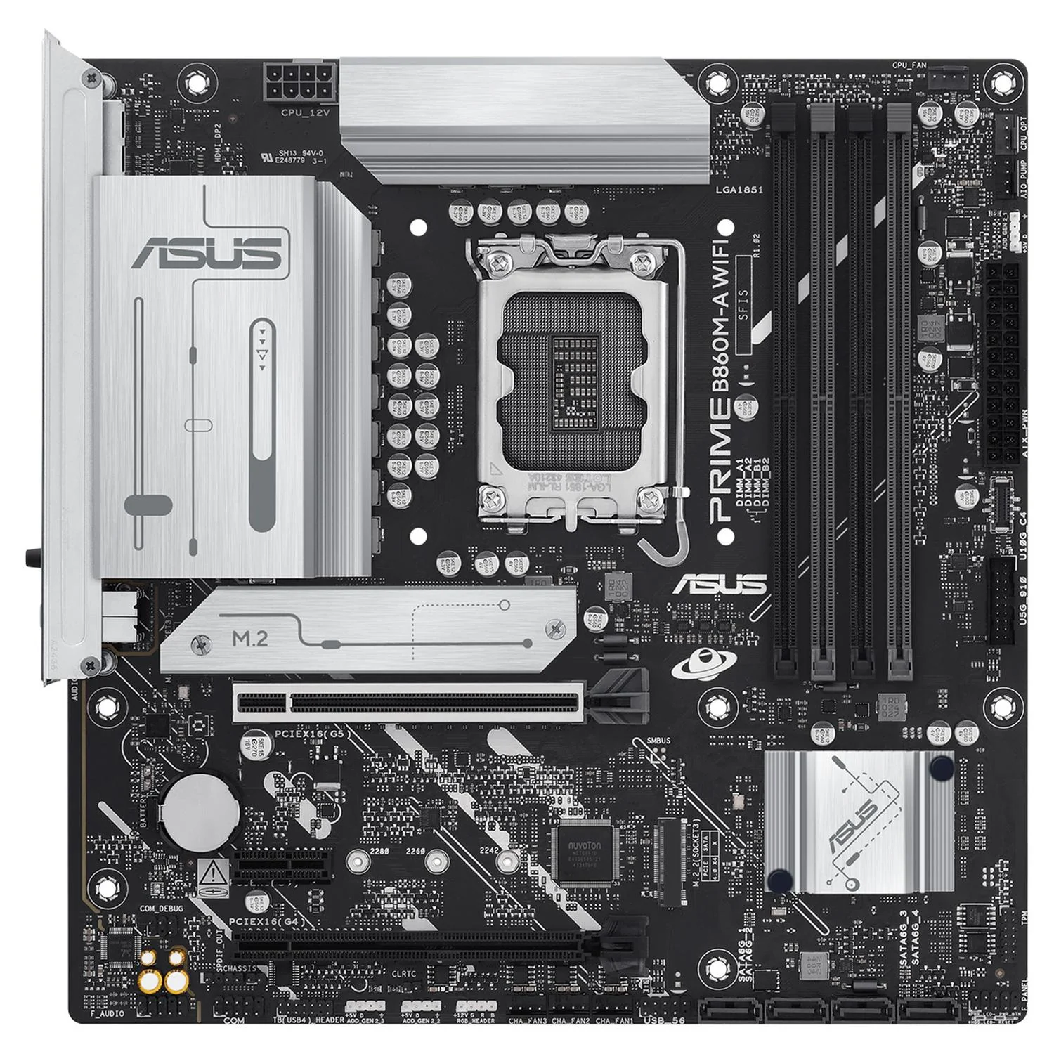 Tarjeta Madre ASUS PRIME B860M-A WIFI-CSM LGA 1851 4x DDR5 2x M.2 PCIe 5.0 USB-C Wi-Fi 6E BT 5.3 Micro ATX - Image 2