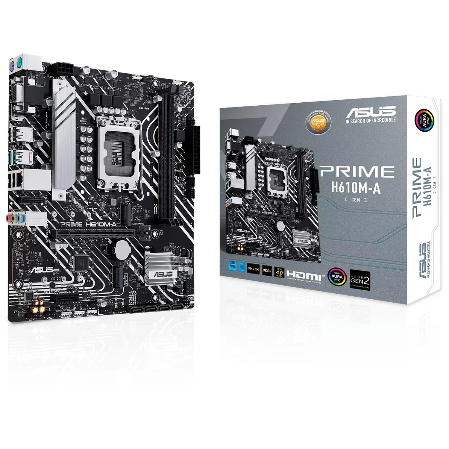 Tarjeta Madre ASUS PRIME H610M-A-CSM LGA 1700 2x DDR5 2x M.2 PCIe 4.0 Micro ATX