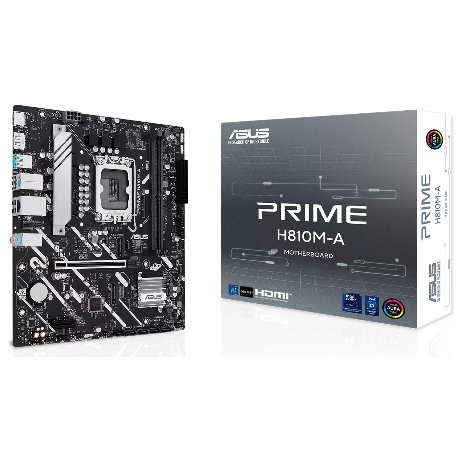 Tarjeta Madre ASUS PRIME H810M-A LGA 1851 2x DDR5 2x M.2 PCIe 4.0 USB-C Micro ATX