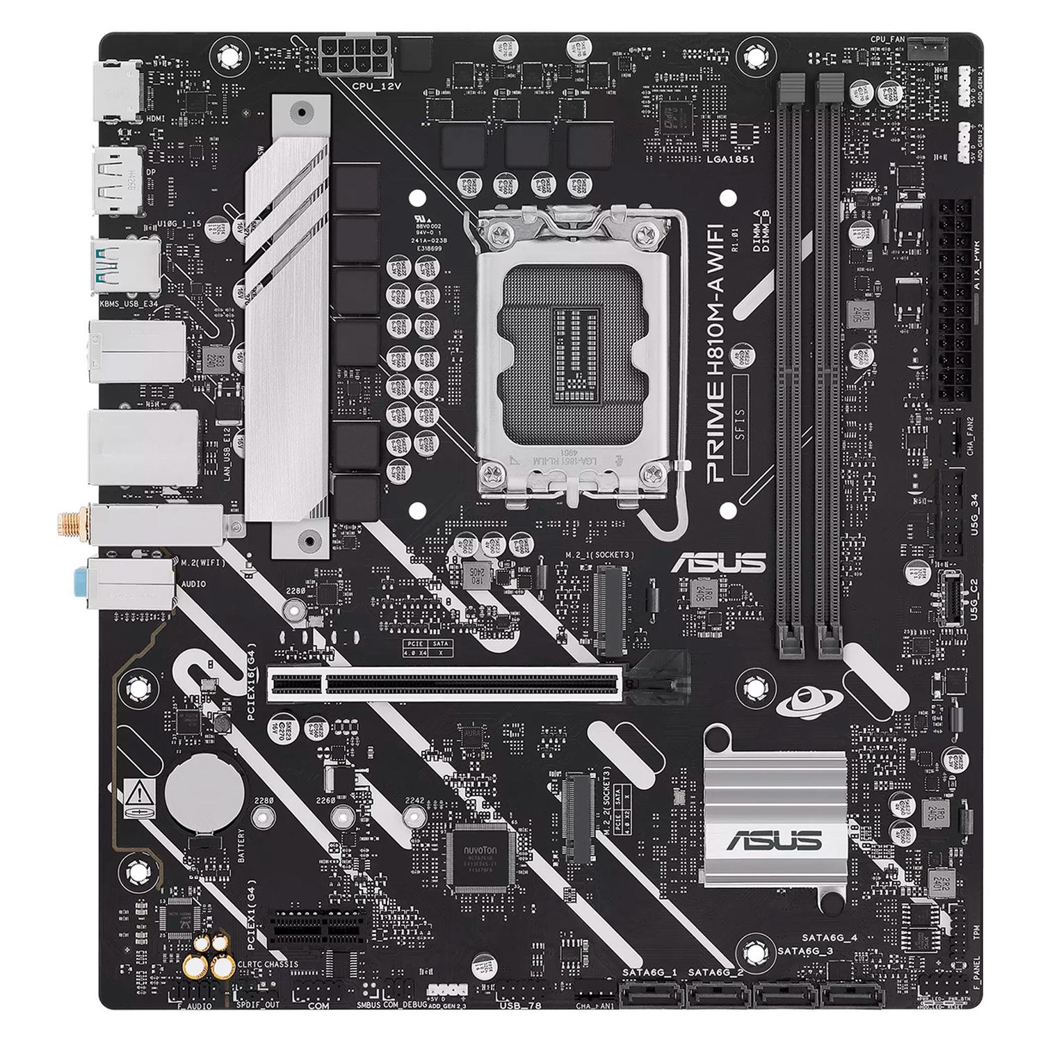 Tarjeta Madre ASUS PRIME H810M-A WIFI-CSM LGA 1851 2x DDR5 2x M.2 PCIe 4.0 WiFi 6 BT 5.3 Micro ATX - Image 2