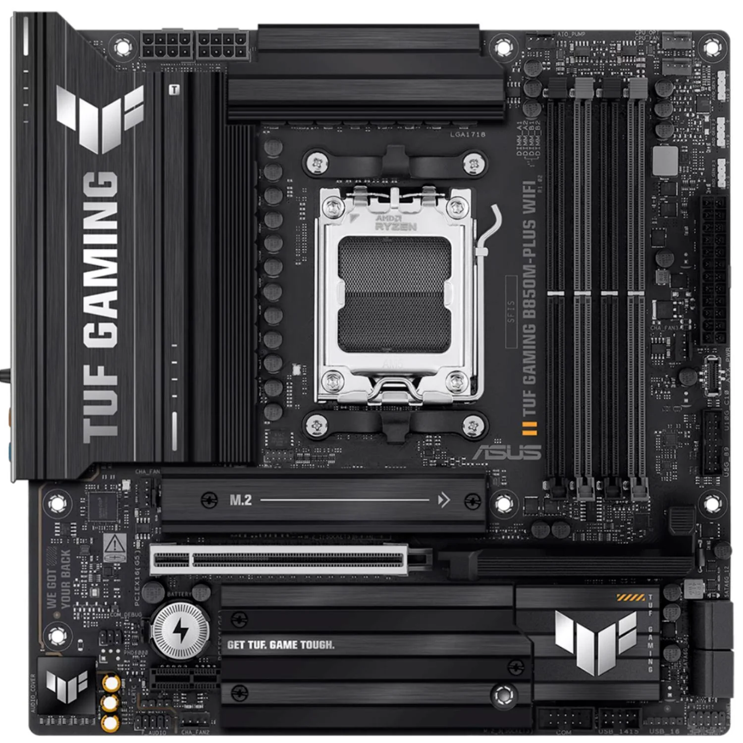 Tarjeta Madre ASUS TUF GAMING B850M-PLUS WIFI AM5 4x DDR5 3x M.2 PCIe 5.0 USB-C WIFI 6E BT 5.3 Micro - Image 2
