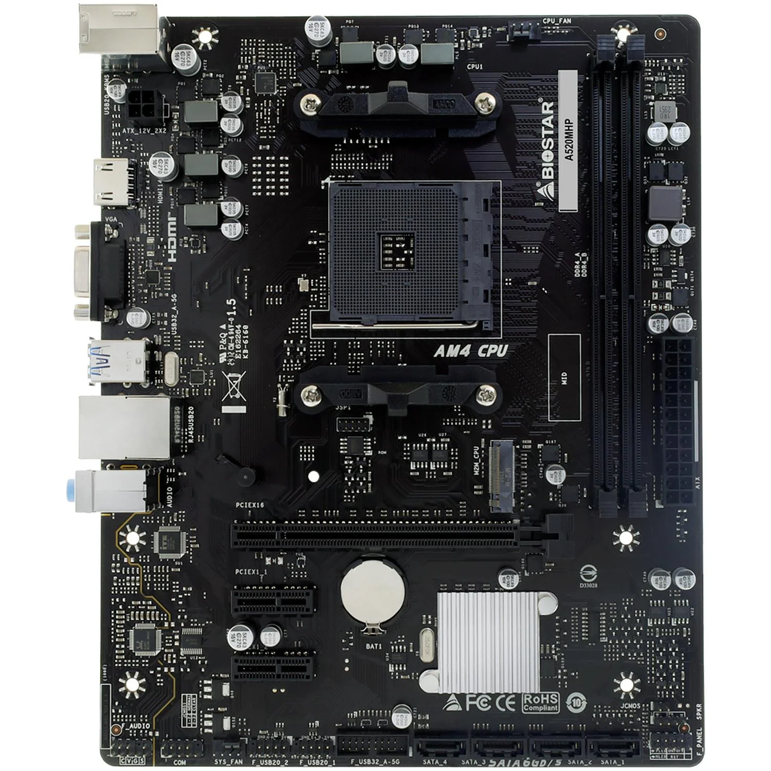 Tarjeta Madre BIOSTAR A520MHP AM4 2x DDR4 1x M.2 PCIe 3.0 Micro ATX - Image 2
