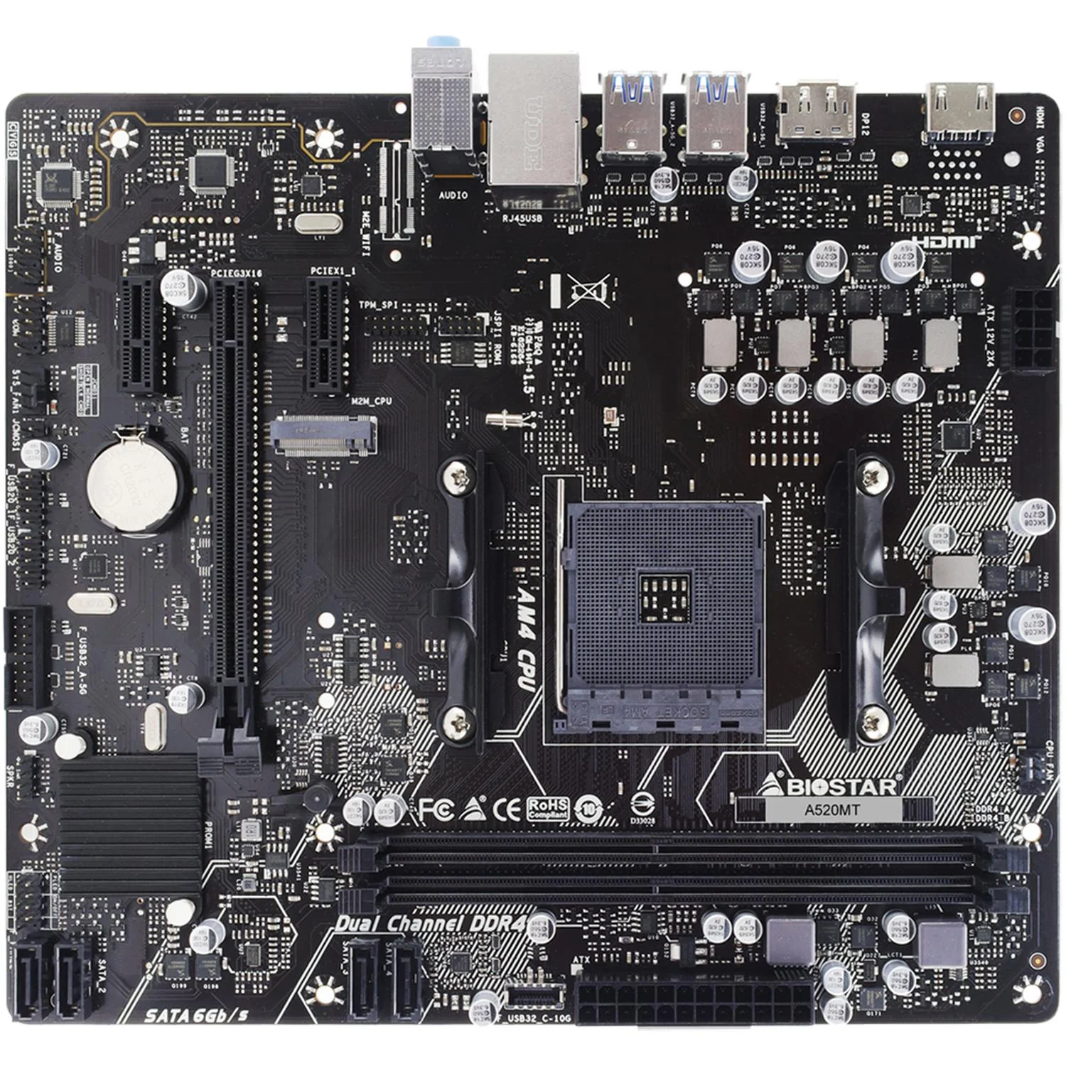 Tarjeta Madre BIOSTAR A520MT AM4 2x DDR4 1x M.2 PCIe 3.0 USB-C Micro ATX - Image 3