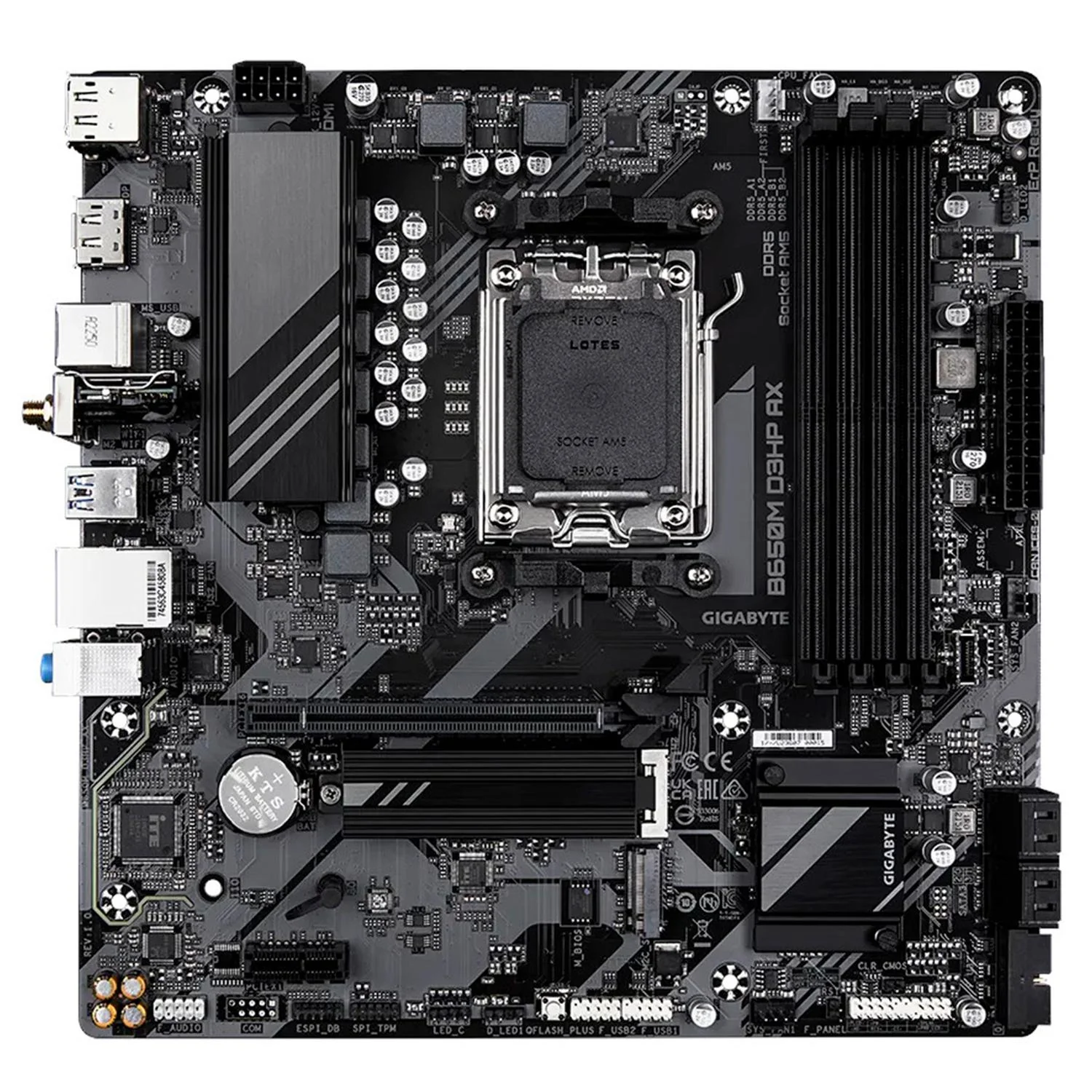 Tarjeta Madre GIGABYTE B650M D3HP AX AM5 4x DDR5 2x M.2 PCIe 4.0 USB-C WIFI 6E BT 5.3 Micro ATX - Image 2