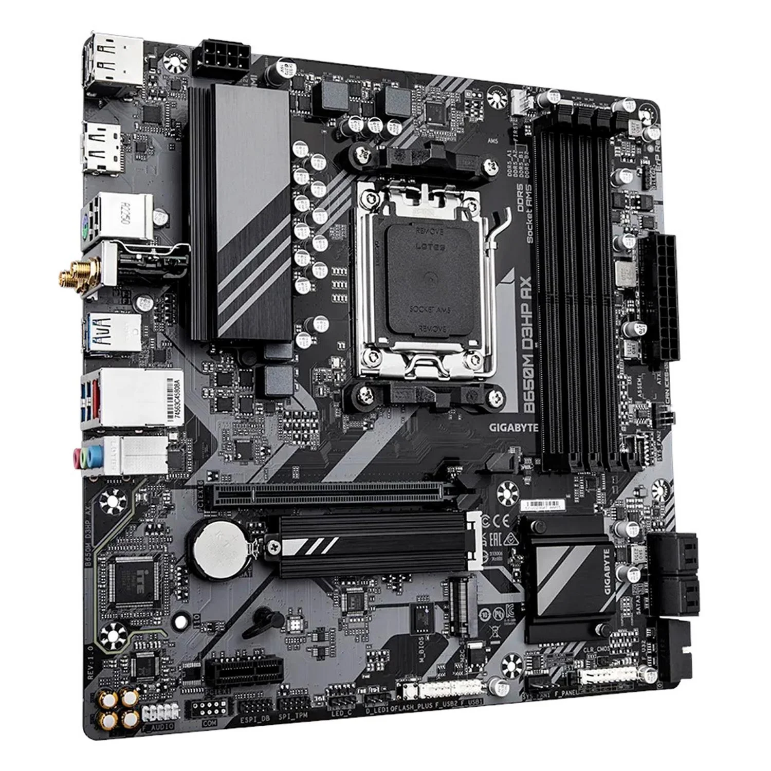 Tarjeta Madre GIGABYTE B650M D3HP AX AM5 4x DDR5 2x M.2 PCIe 4.0 USB-C WIFI 6E BT 5.3 Micro ATX - Image 3