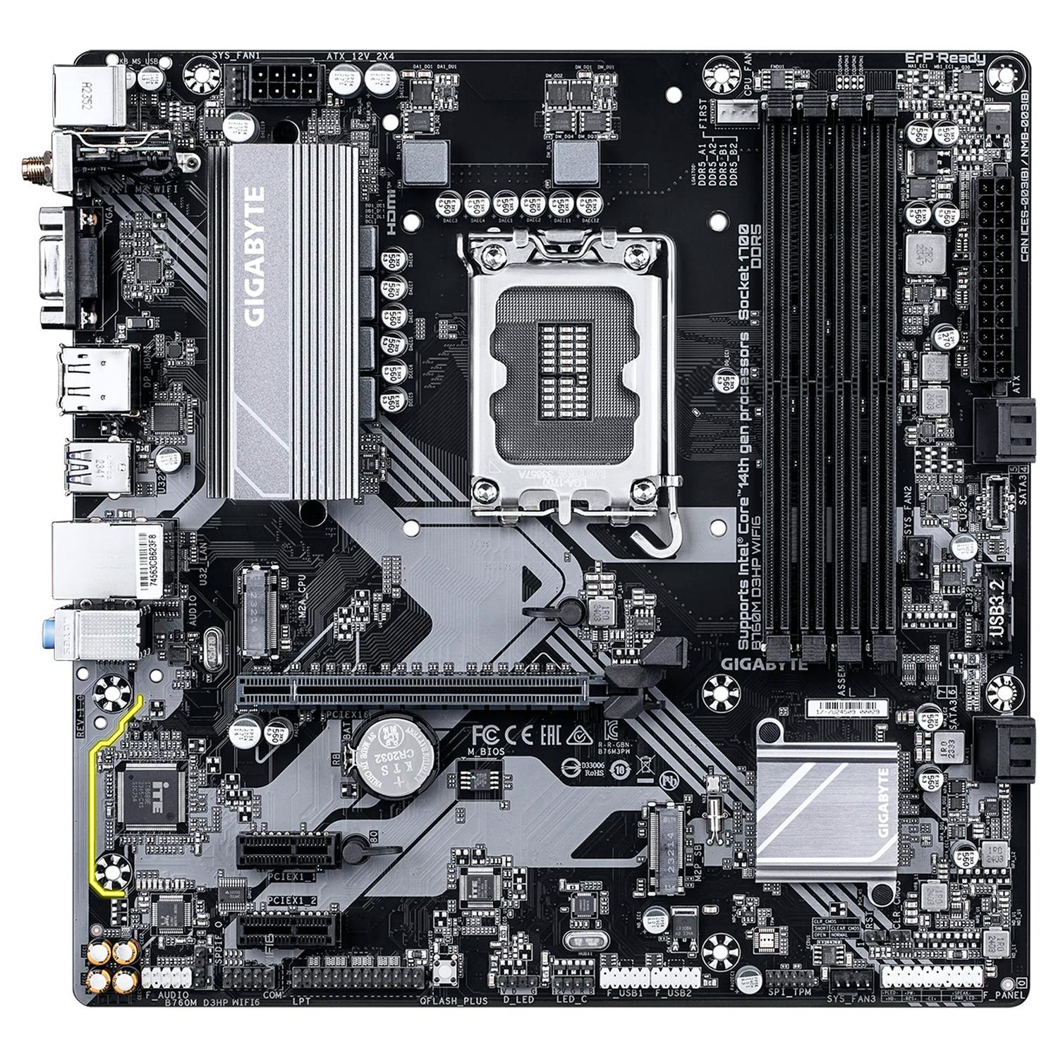 Tarjeta Madre GIGABYTE B760M D3HP WIFI6 LGA 1700 4x DDR5 2x M.2 PCIe 4.0 USB-C WIFI6 BT5.3 Micro ATX - Image 2