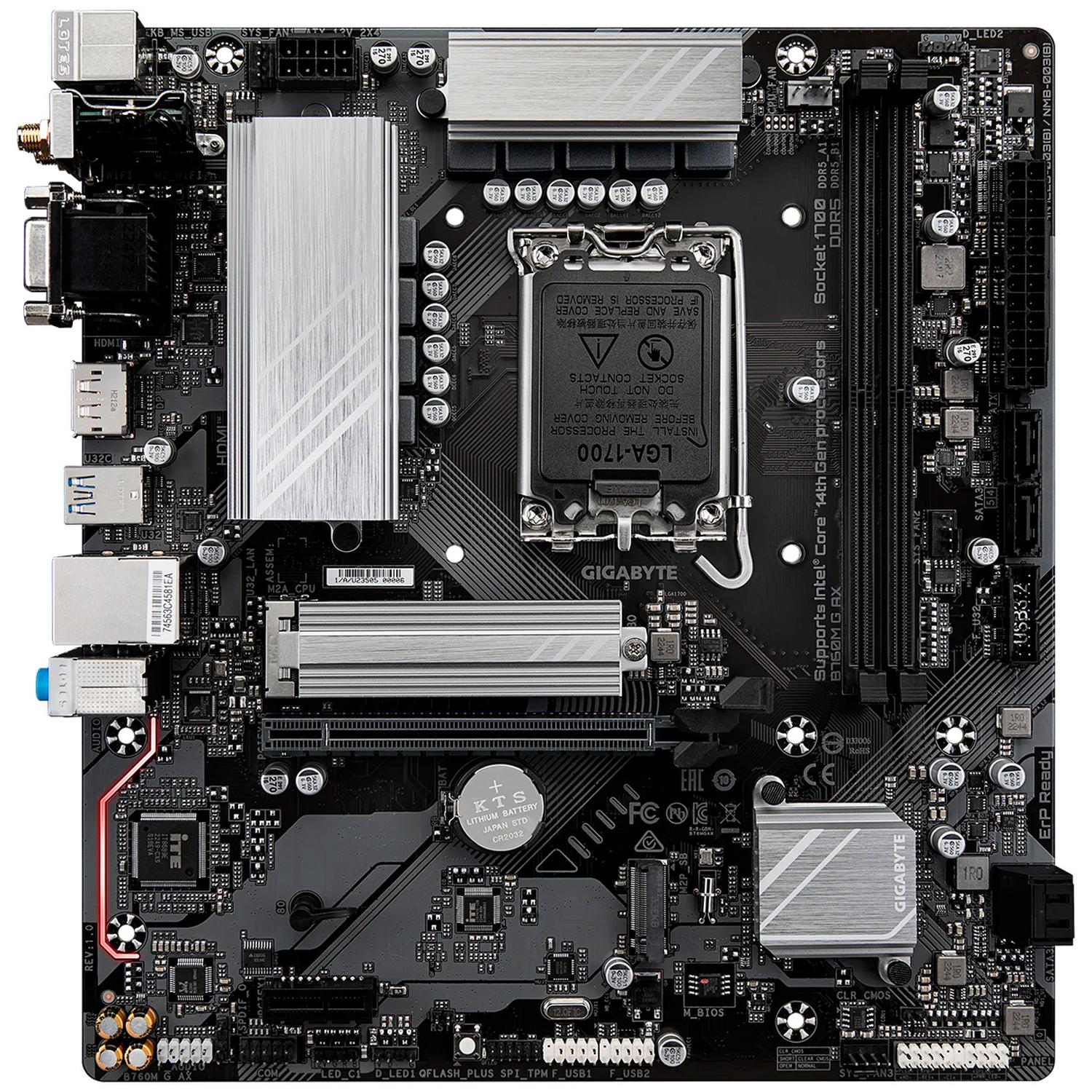 Tarjeta Madre GIGABYTE B760M G AX LGA 1700 2x DDR5 2x M.2 PCle 4.0 WIFI 6E BT 5.3 Micro ATX - Image 2