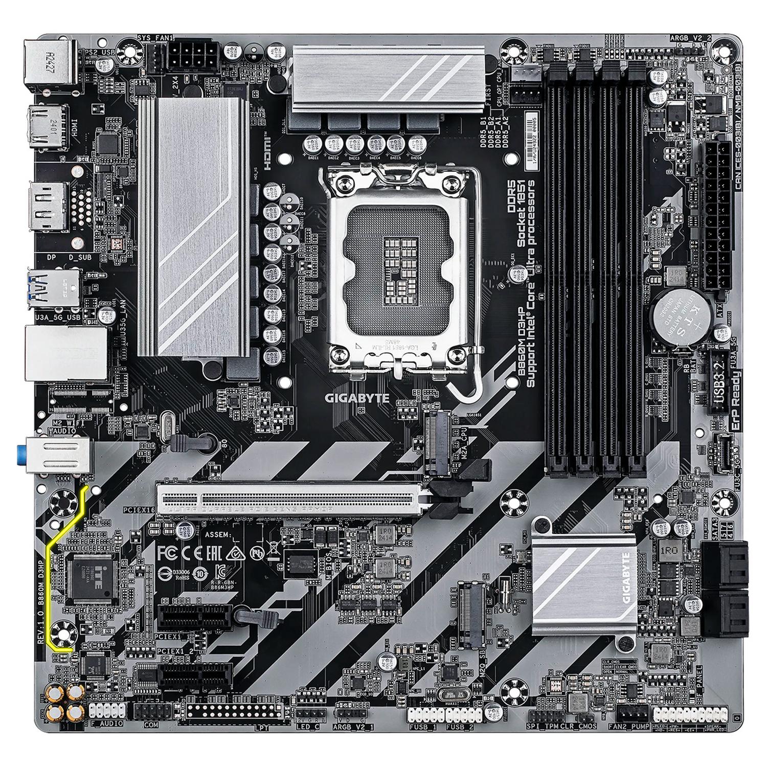 Tarjeta Madre GIGABYTE B860M D3HP LGA 1851 4x DDR5 2x M.2 PCIe 4.0 USB-C Micro ATX - Image 2