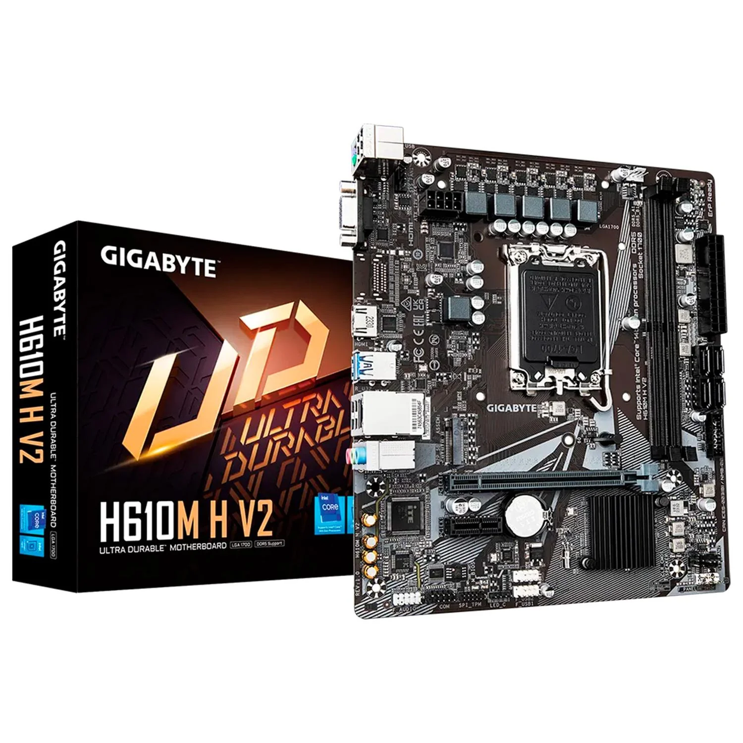 Tarjeta Madre GIGABYTE H610M H V2 LGA 1700 2x DDR5 1x M.2 PCIe 4.0 Micro ATX