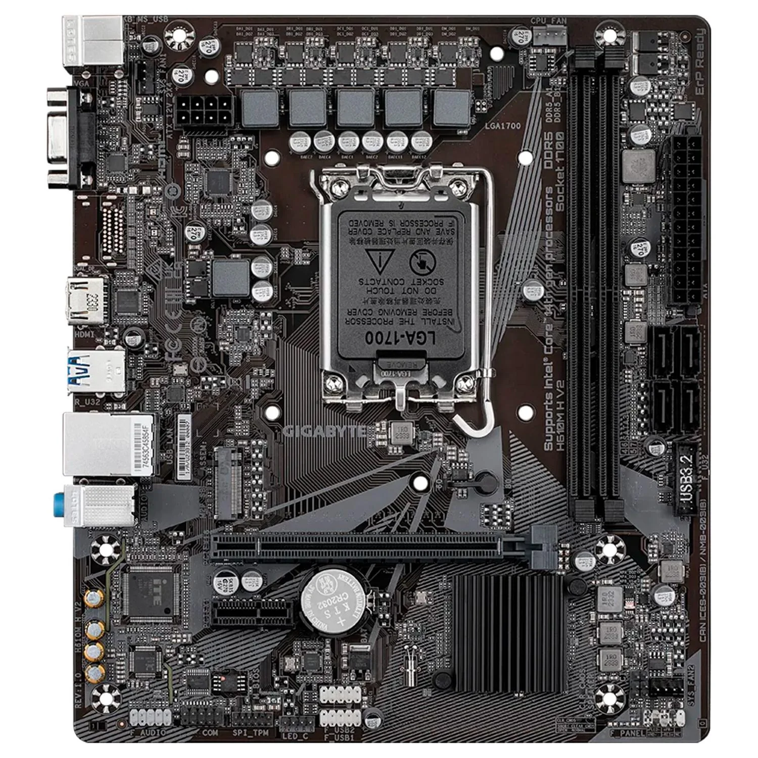 Tarjeta Madre GIGABYTE H610M H V2 LGA 1700 2x DDR5 1x M.2 PCIe 4.0 Micro ATX - Image 2