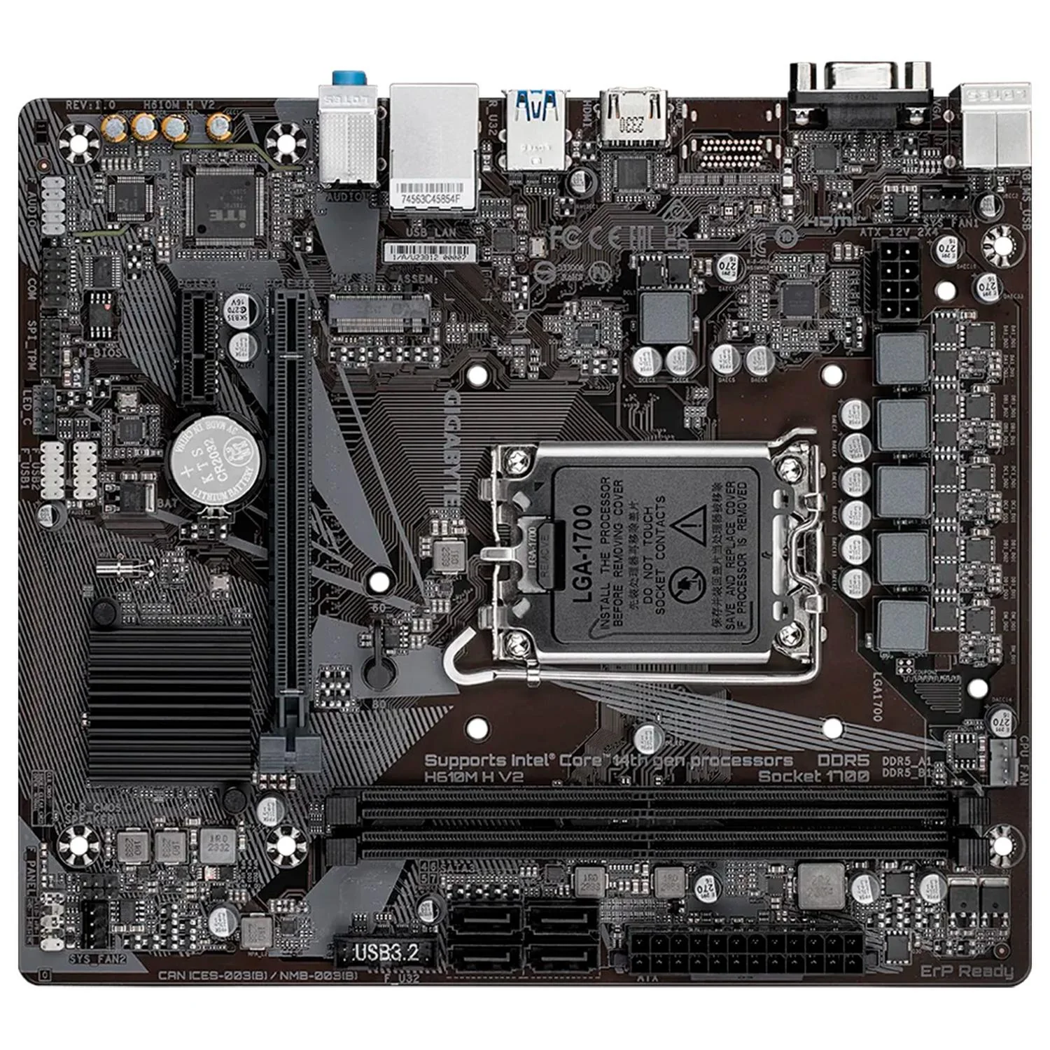 Tarjeta Madre GIGABYTE H610M H V2 LGA 1700 2x DDR5 1x M.2 PCIe 4.0 Micro ATX - Image 4