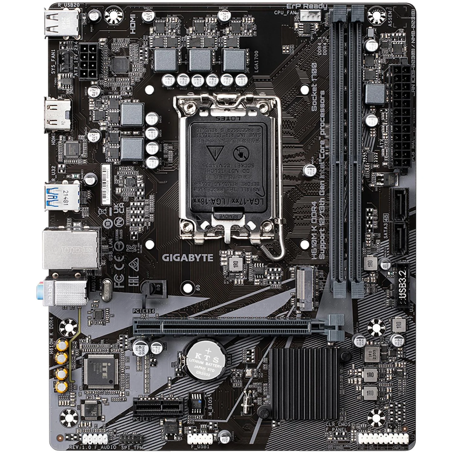 Tarjeta Madre GIGABYTE H610M K DDR4 LGA1700 2x DDR4 1x M.2 PCIe 3.0 Micro ATX - Image 2