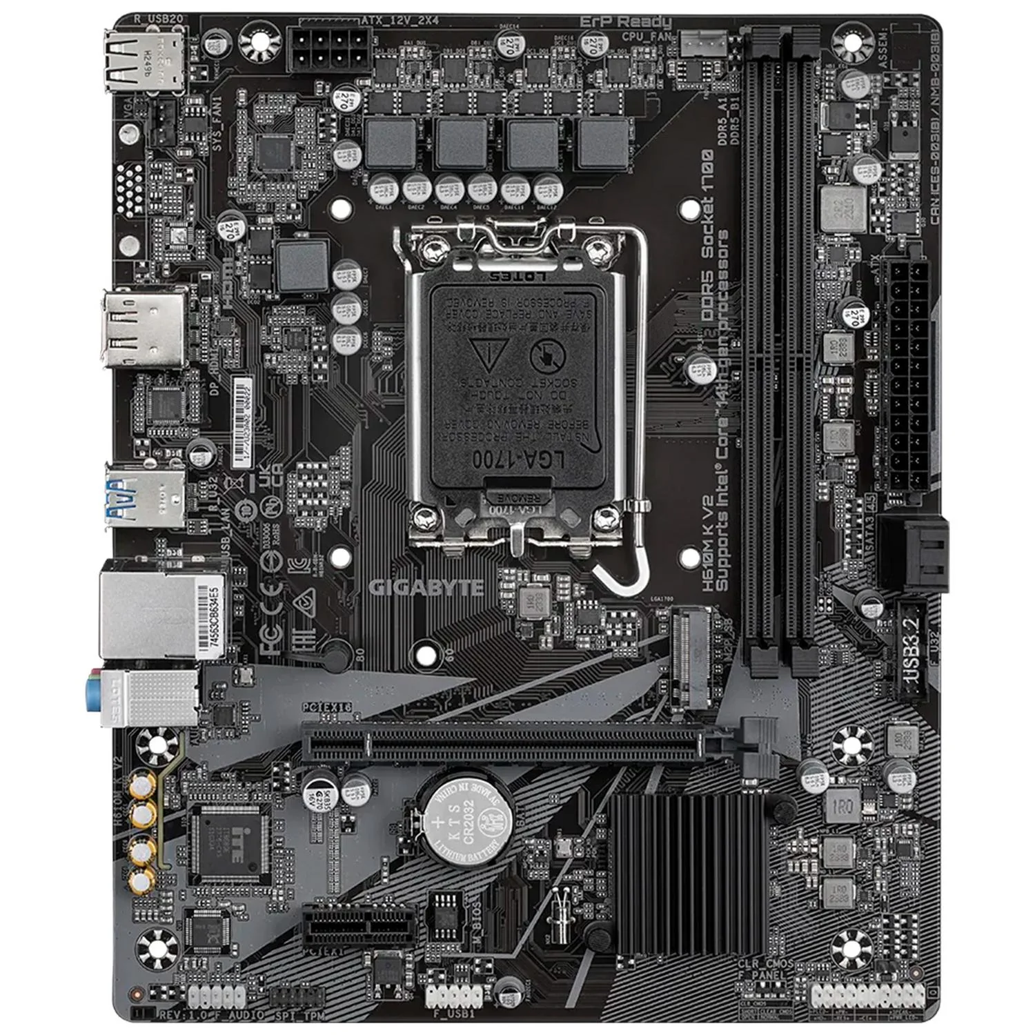 Tarjeta Madre GIGABYTE H610M K V2 LGA1700 2x DDR5 1x M.2 PCIe 4.0 Micro ATX - Image 2