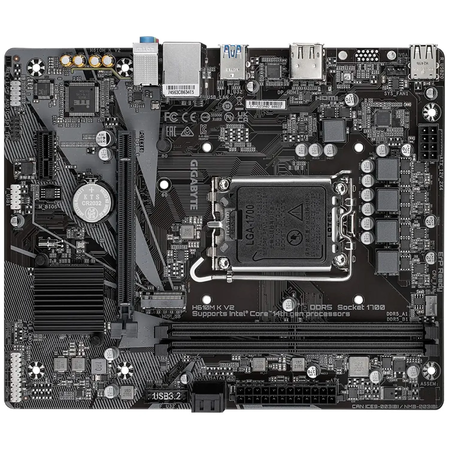 Tarjeta Madre GIGABYTE H610M K V2 LGA1700 2x DDR5 1x M.2 PCIe 4.0 Micro ATX - Image 4
