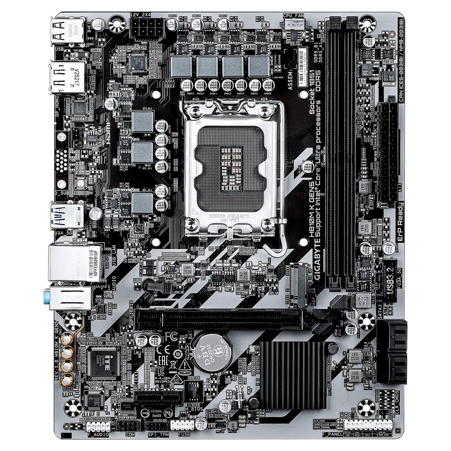 Tarjeta Madre GIGABYTE H810M K GEN5 LGA 1851 2x DDR5 1x M.2 PCIe 4.0 Micro ATX - Image 2