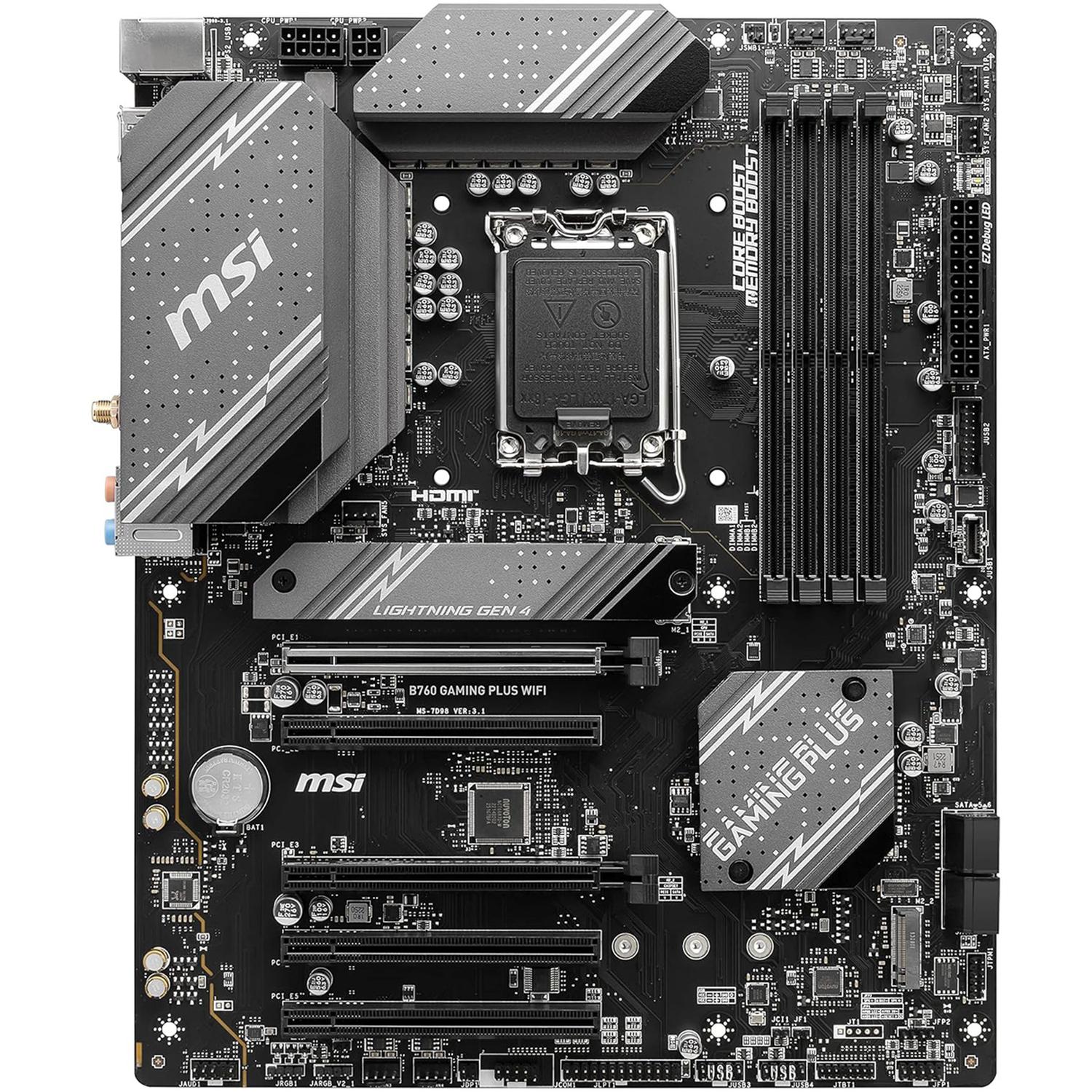 Tarjeta Madre MSI B760 GAMING PLUS WIFI LGA1700 4x DDR5 2x M.2 PCIe 4.0 USB-C WIFI 6E BT 5.3 ATX - Image 3
