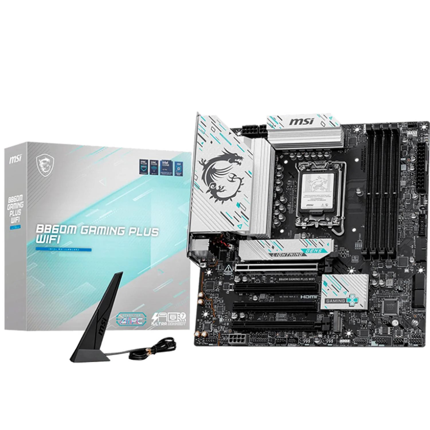 Tarjeta Madre MSI B860M GAMING PLUS WIFI LGA 1851 4x DDR5 3x M.2 PCIe 5.0 USB-C Wi-Fi 7 BT 5.4 Micro ATX