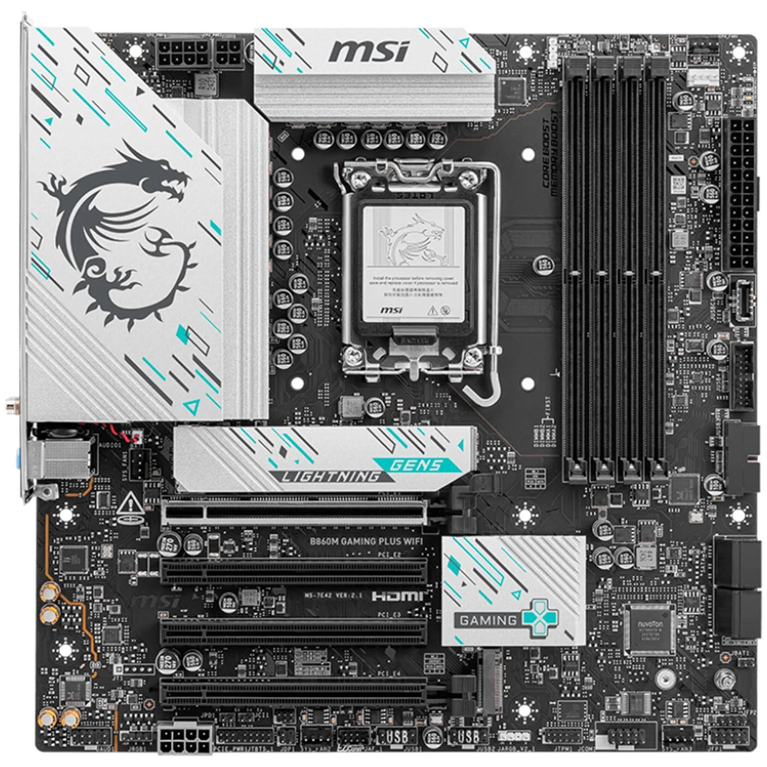 Tarjeta Madre MSI B860M GAMING PLUS WIFI LGA 1851 4x DDR5 3x M.2 PCIe 5.0 USB-C Wi-Fi 7 BT 5.4 Micro ATX - Image 2