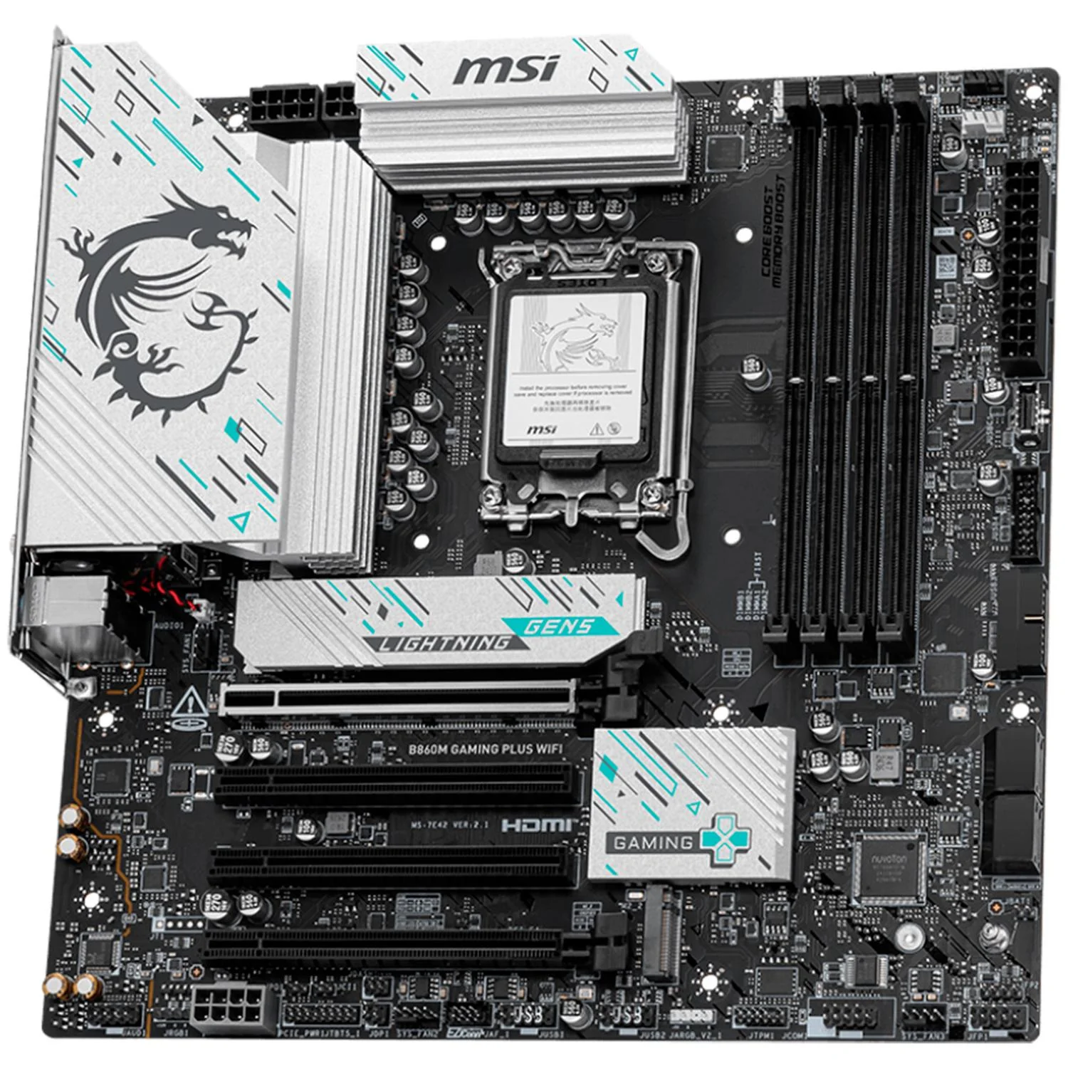 Tarjeta Madre MSI B860M GAMING PLUS WIFI LGA 1851 4x DDR5 3x M.2 PCIe 5.0 USB-C Wi-Fi 7 BT 5.4 Micro ATX - Image 3