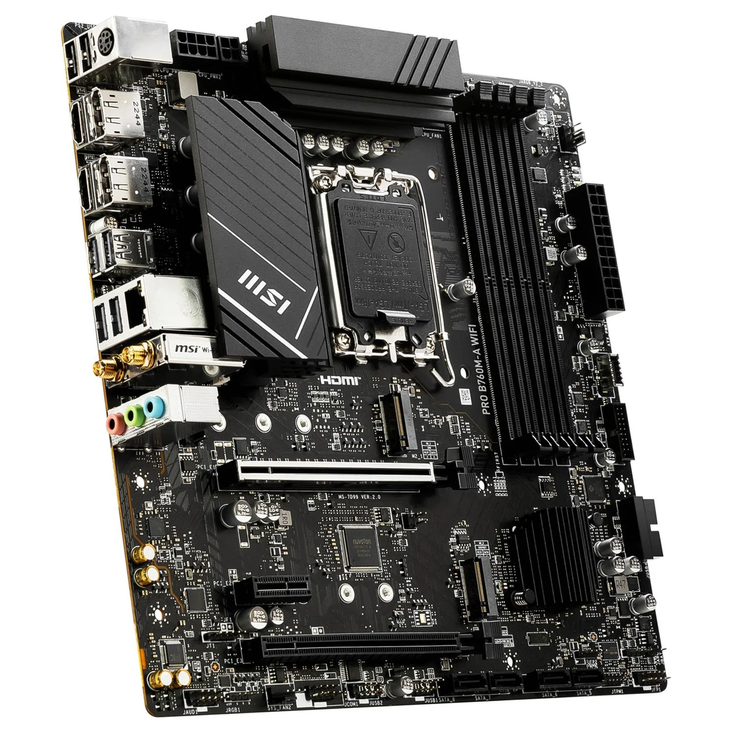 Tarjeta Madre MSI PRO B760M-A WIFI LGA1700 4x DDR5 2x M.2 PCIe 4.0 USB-C WIFI 6E BT 5.3 Micro ATX - Image 3