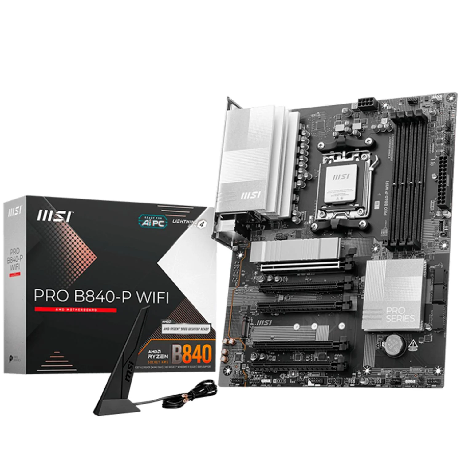 Tarjeta Madre MSI PRO B840-P WIFI AM5 4x DDR5 2x M.2 PCIe 4.0 USB-C WIFI 7 BT 5.4 ATX