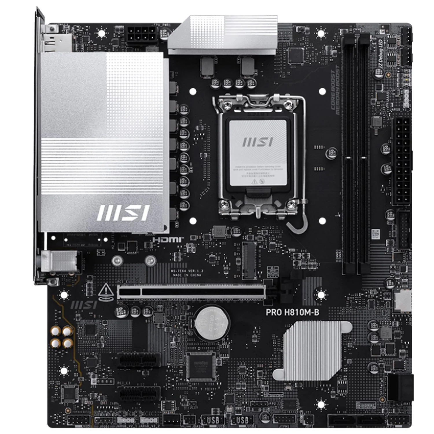 Tarjeta Madre MSI PRO H810M-B LGA 1851 2x DDR5 1x M.2 PCIe 5.0 USB-C Micro ATX
