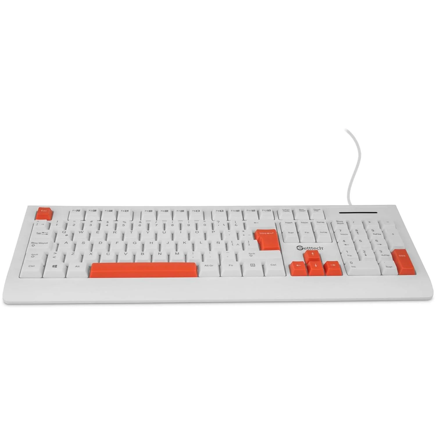 Teclado Gamer GETTTECH Multimedia Español USB Blanco/Naranja GGK-ESMWR-02-WH Comodo y compacto - Image 2