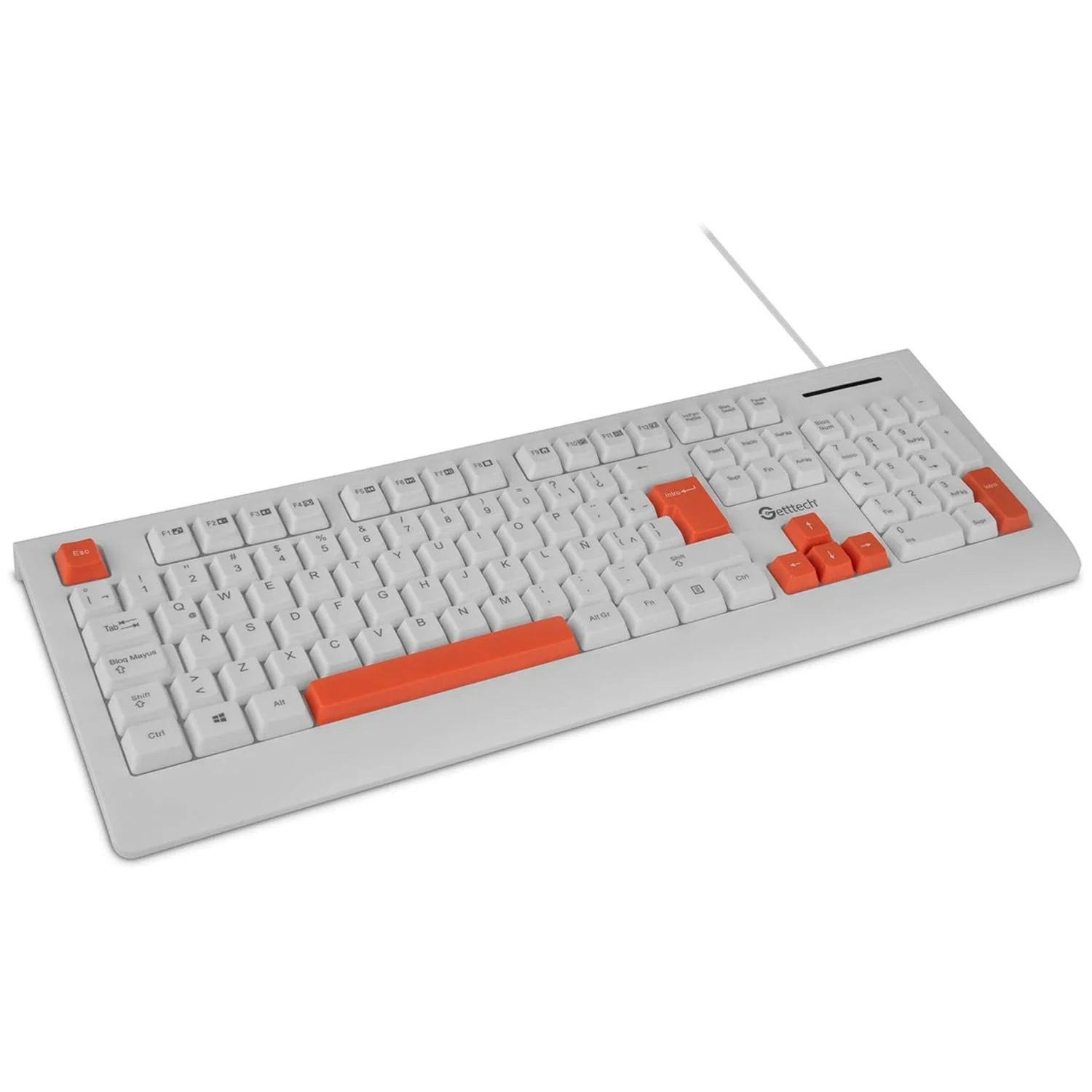 Teclado Gamer GETTTECH Multimedia Español USB Blanco/Naranja GGK-ESMWR-02-WH Comodo y compacto - Image 3