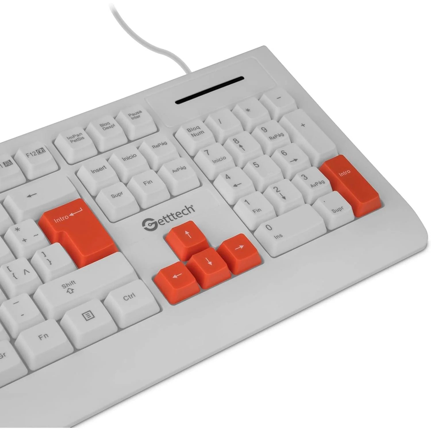Teclado Gamer GETTTECH Multimedia Español USB Blanco/Naranja GGK-ESMWR-02-WH Comodo y compacto - Image 4