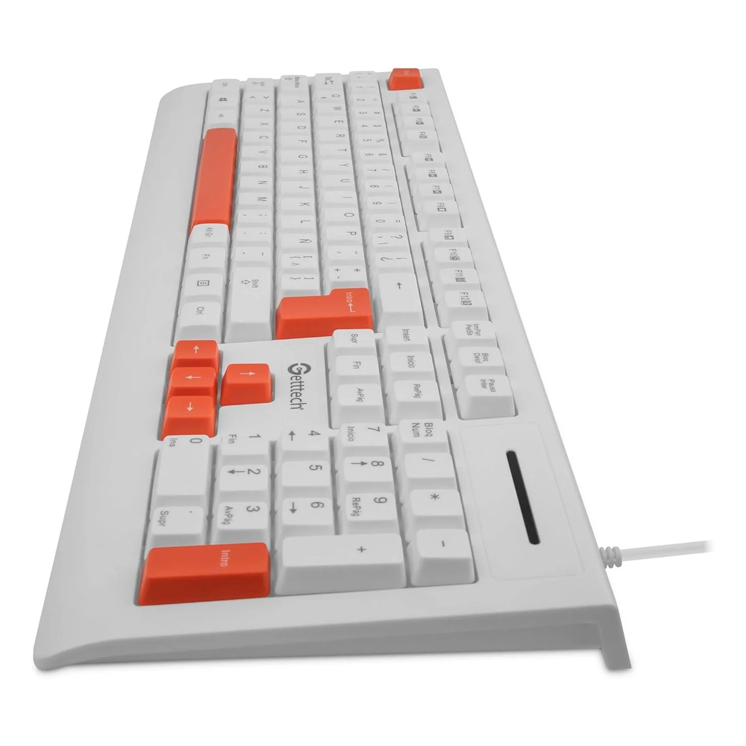 Teclado Gamer GETTTECH Multimedia Español USB Blanco/Naranja GGK-ESMWR-02-WH Comodo y compacto - Image 5