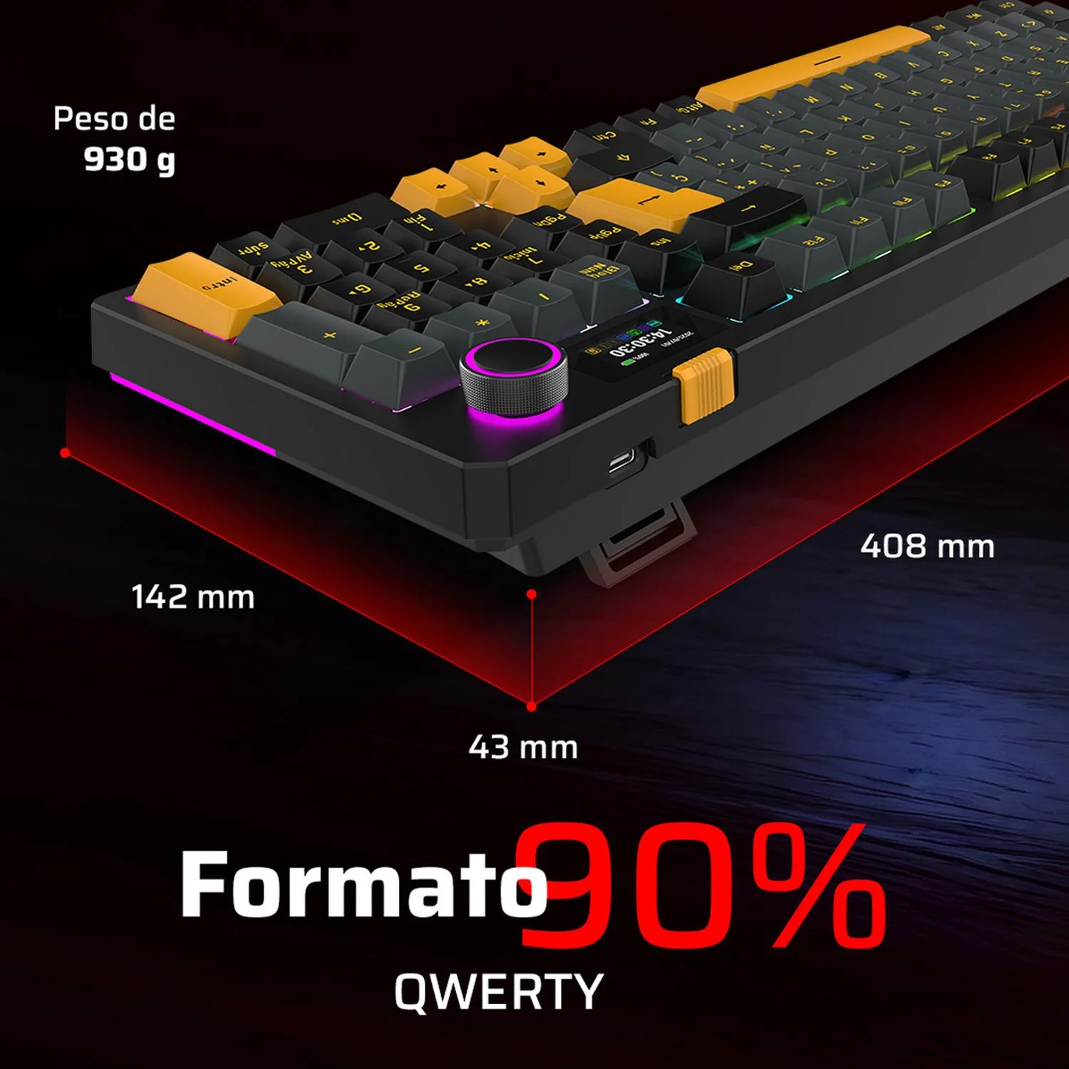 Teclado Gamer Mecanico BALAM RUSH DEFEAT LEVEL GK3 Switch Yellow Ice Cream Inalambrico USB 2.4 GHz + BT 5.1 Tamaño 90% RGB Negro BR-942492 Máxima comodidad y Precision - Image 2